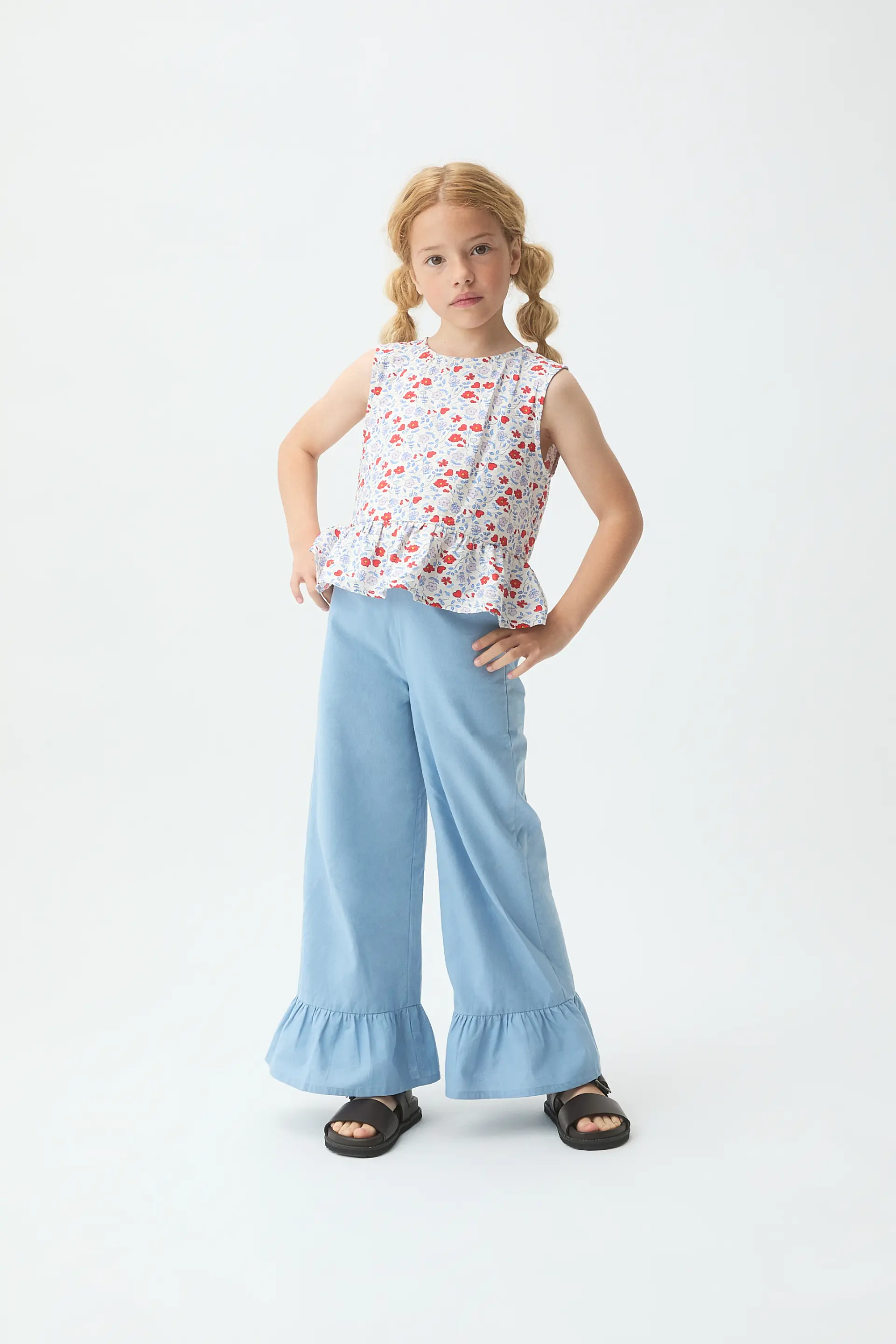 Pantalón de niña 100% algodón azul