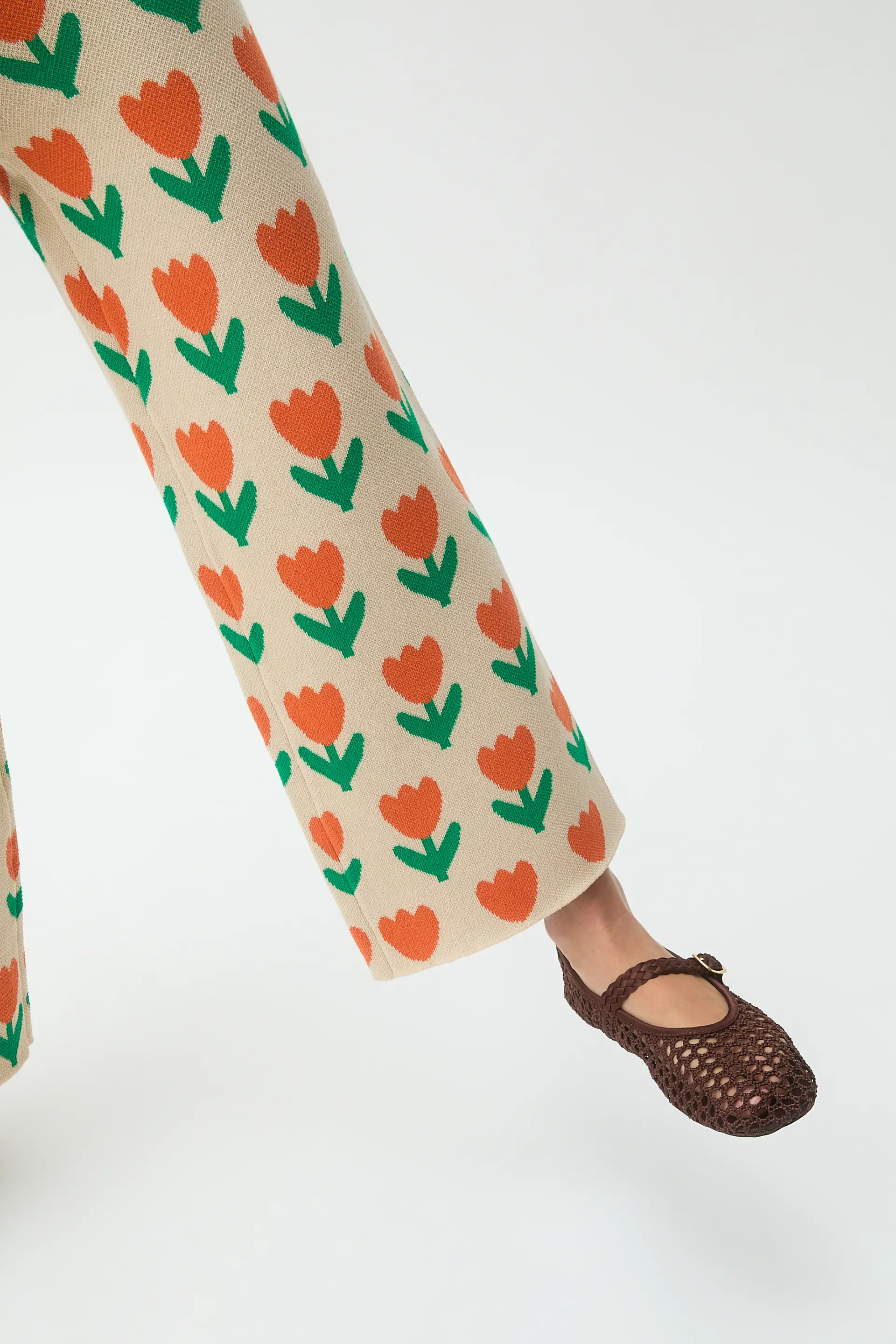 Pantalón de punto de niña con estampado Orange Tulip - Image 3
