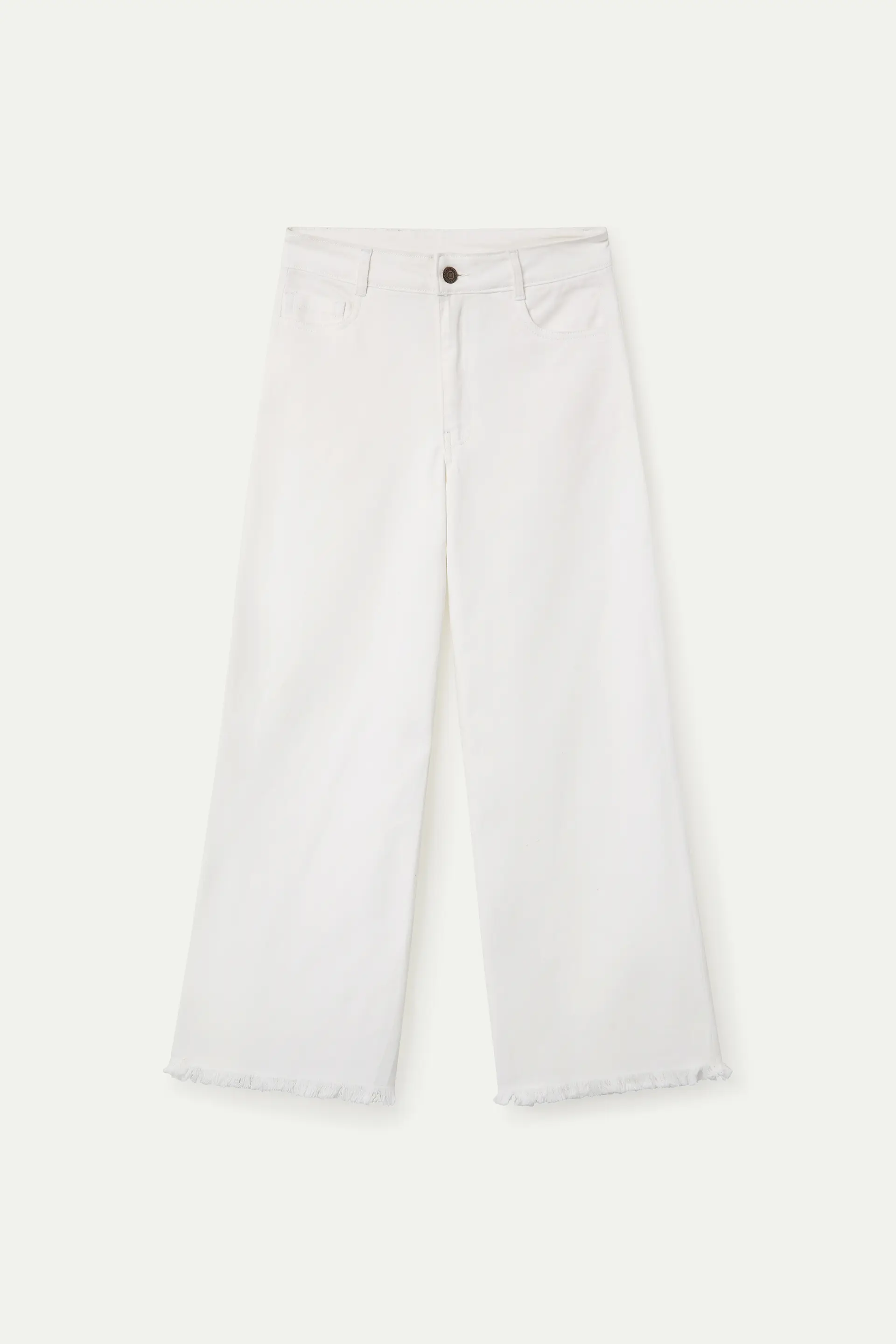 Pantalón vaquero blanco con bajo raw-cut - Image 2