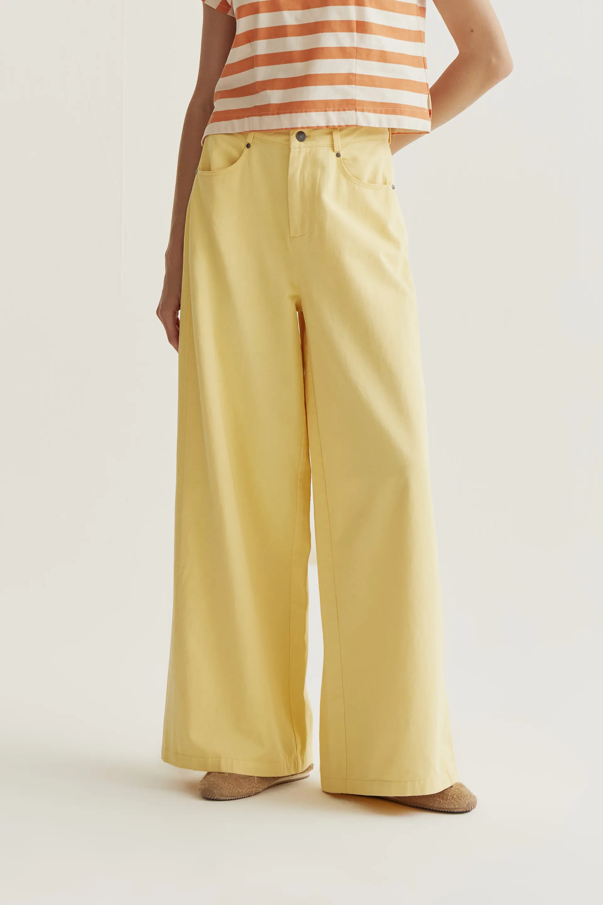 Pantalón wide leg amarillo