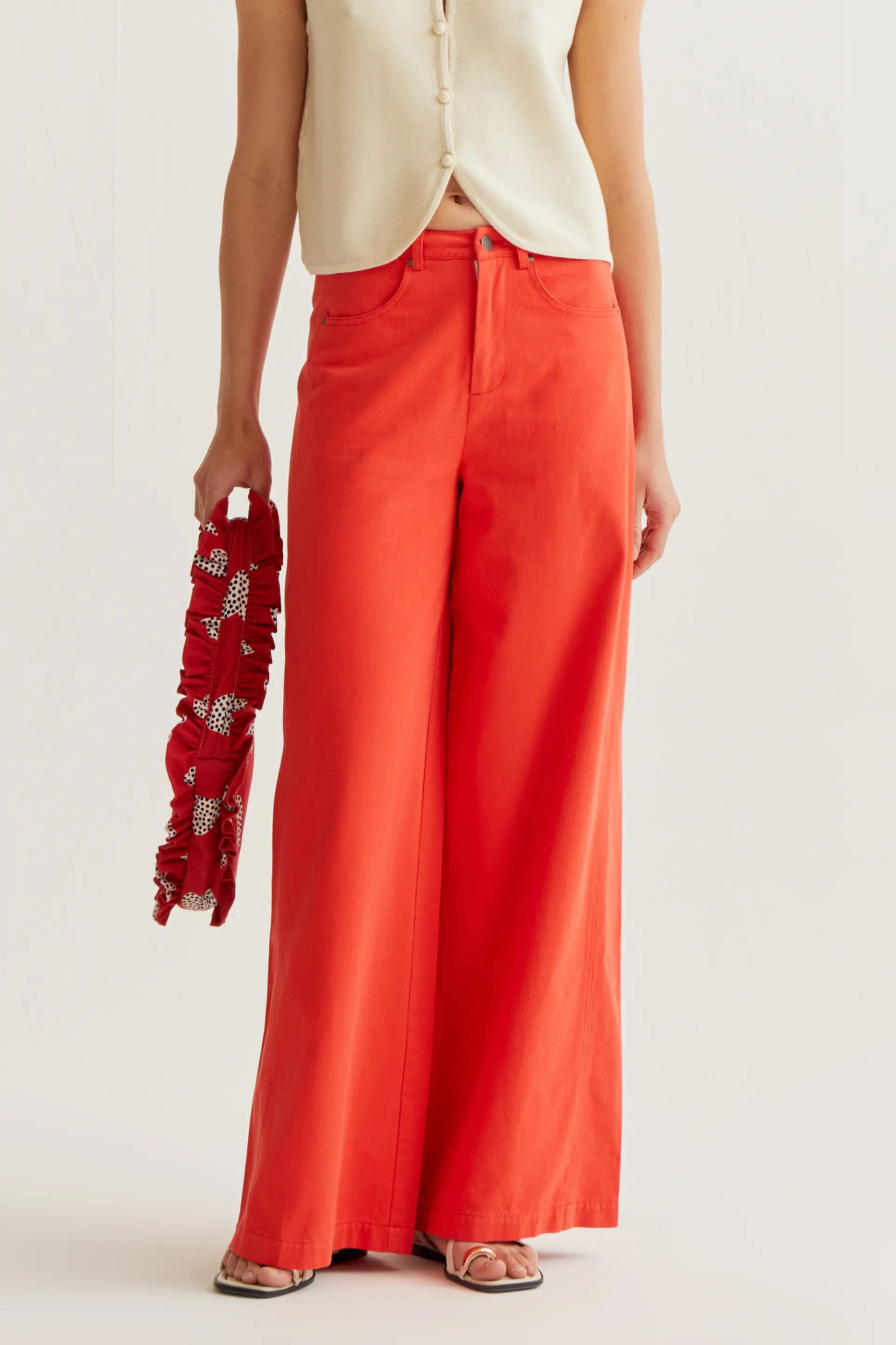 Pantalón wide leg rojo