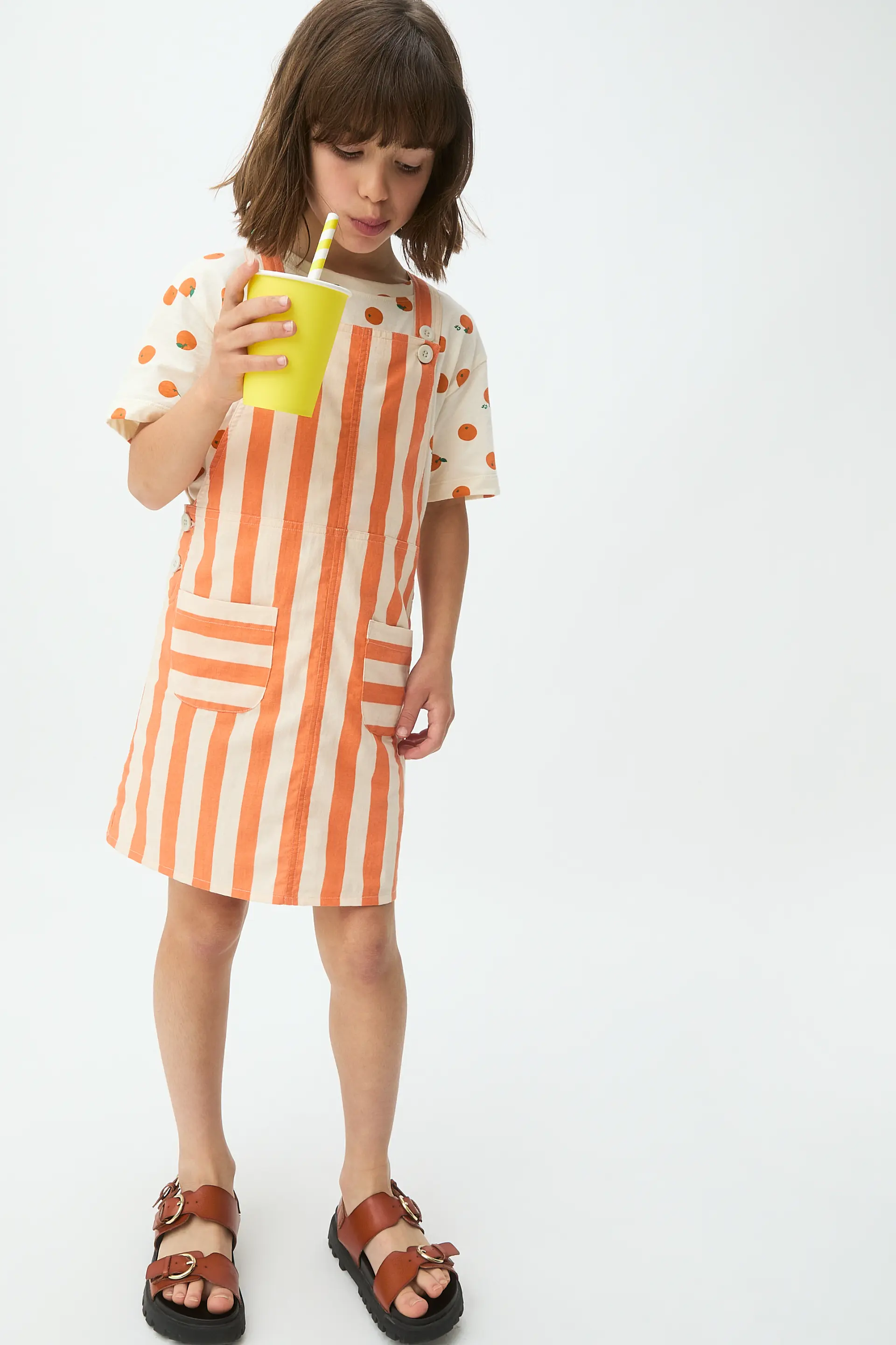 Pichi de niña con estampado Bamboo naranja - Image 4