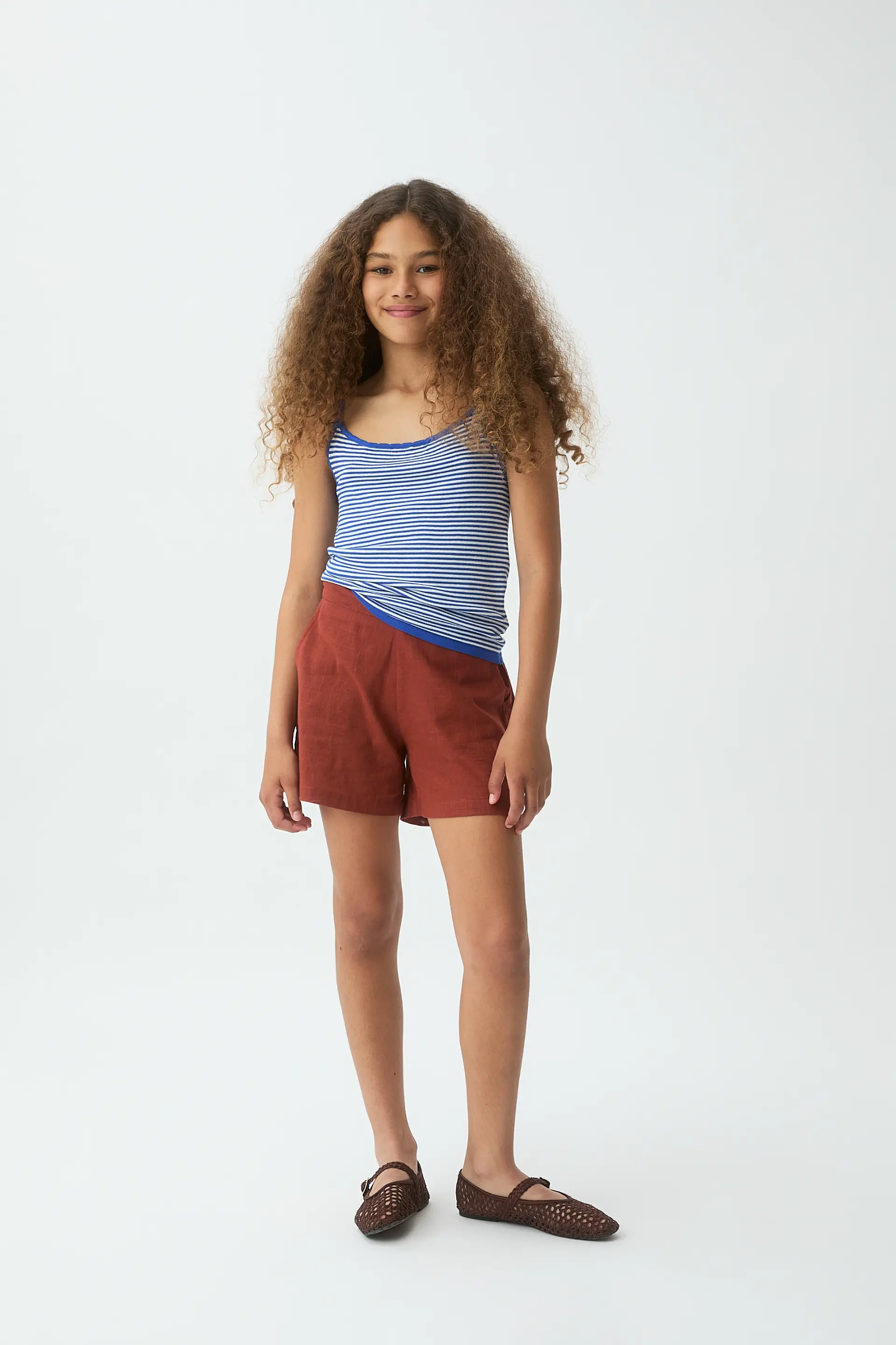 Shorts de niña 100% algodón marrón