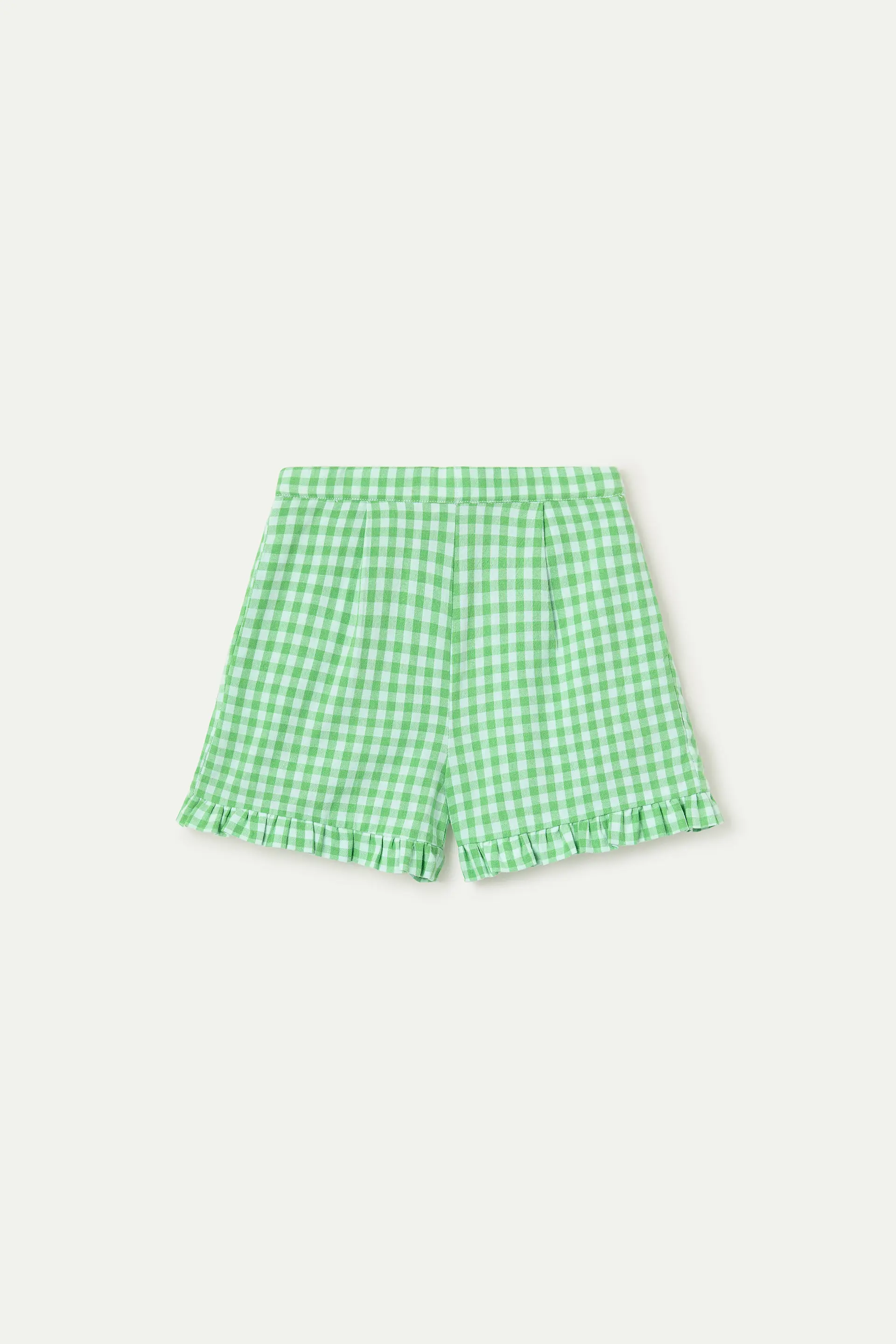 Shorts de niña con estampado vichy verde claro