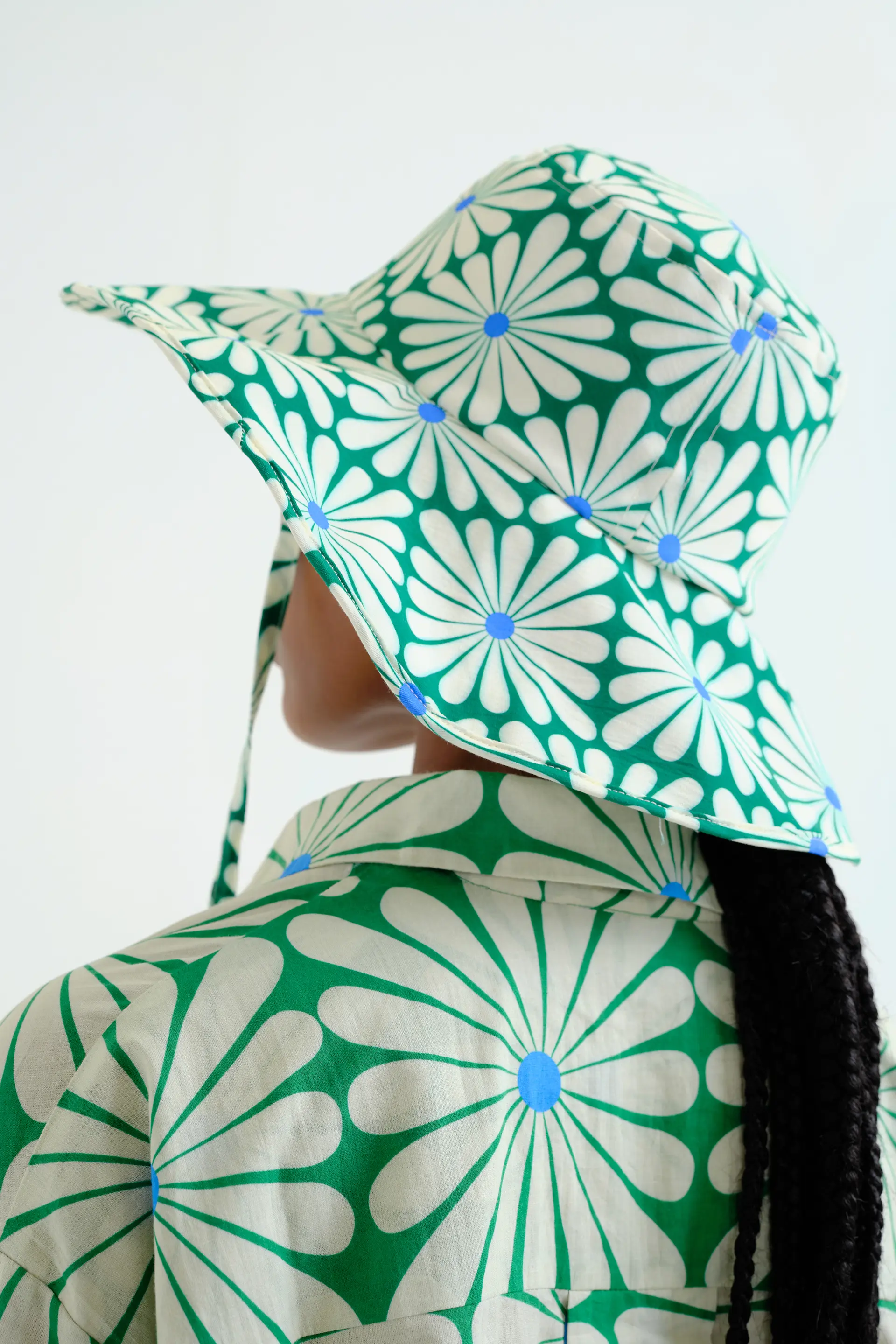 Sombrero con estampado Olive Flower Green - Image 3