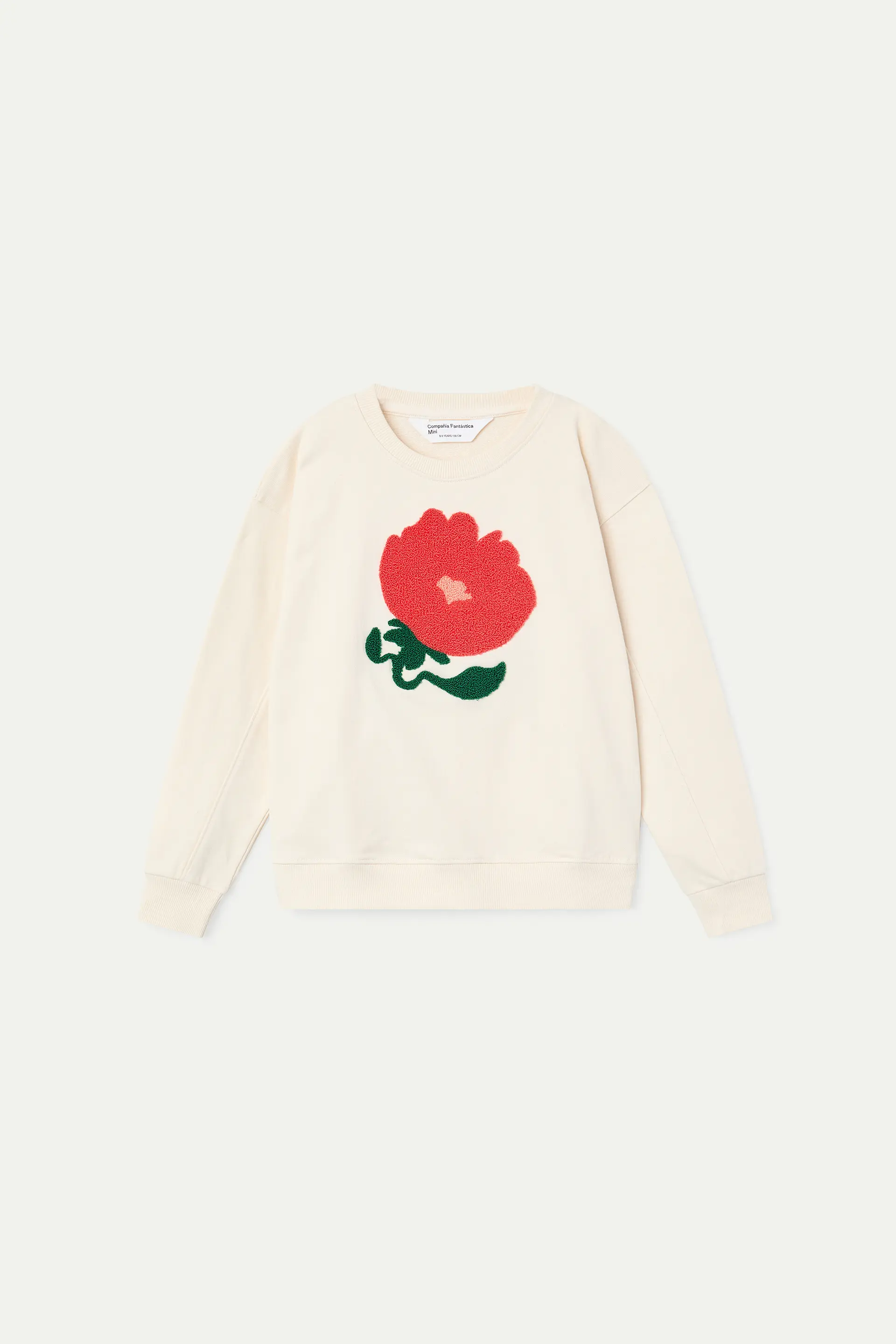 Sudadera de niña blanco roto con parche floral - Image 2