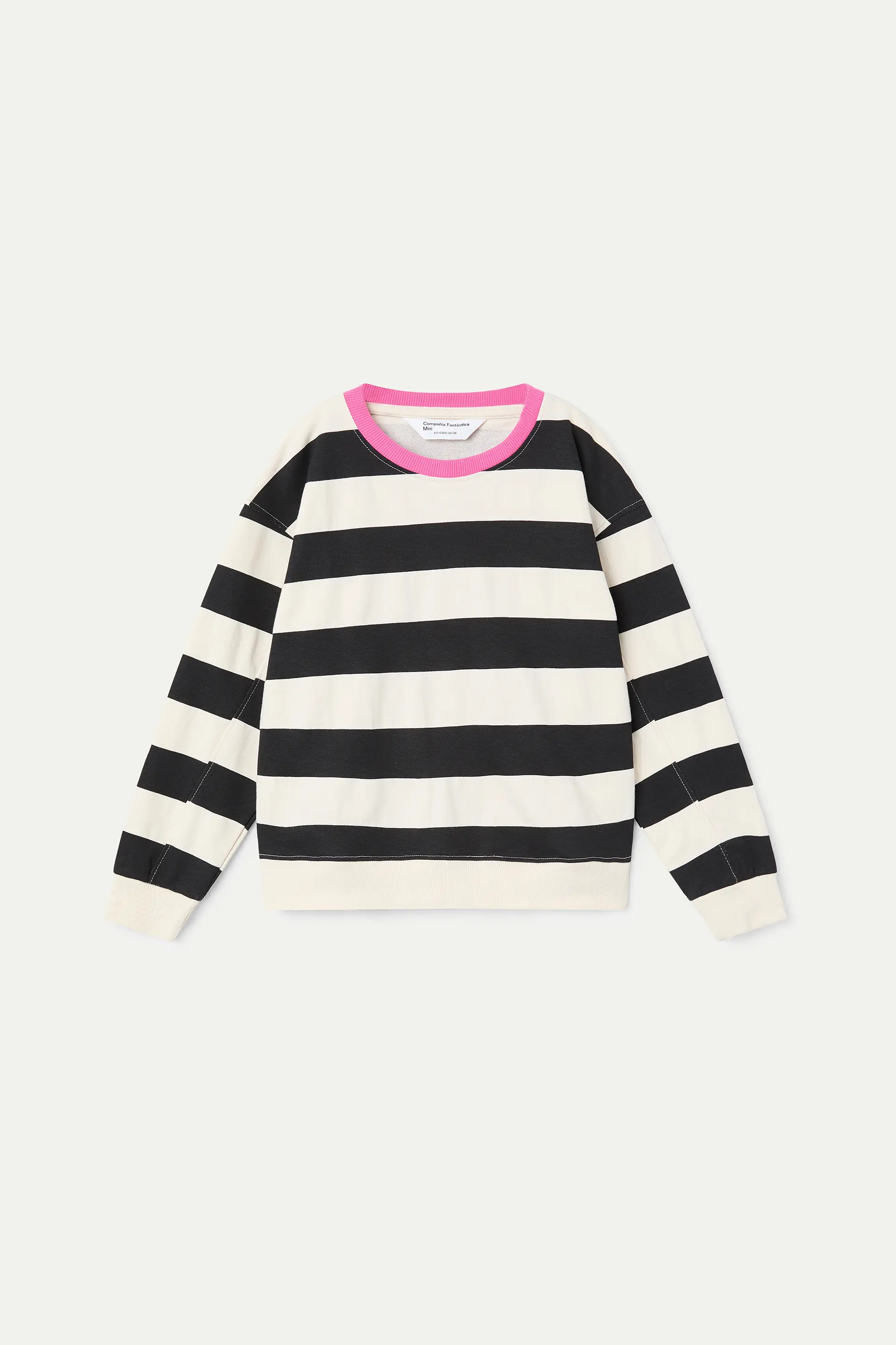 Sudadera de niña con estampado de rayas blanco y negro - Image 2