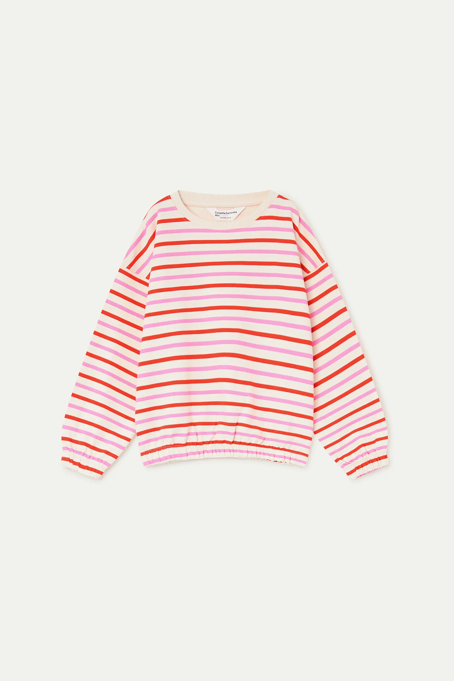 Sudadera de niña con estampado de rayas rosa y rojo