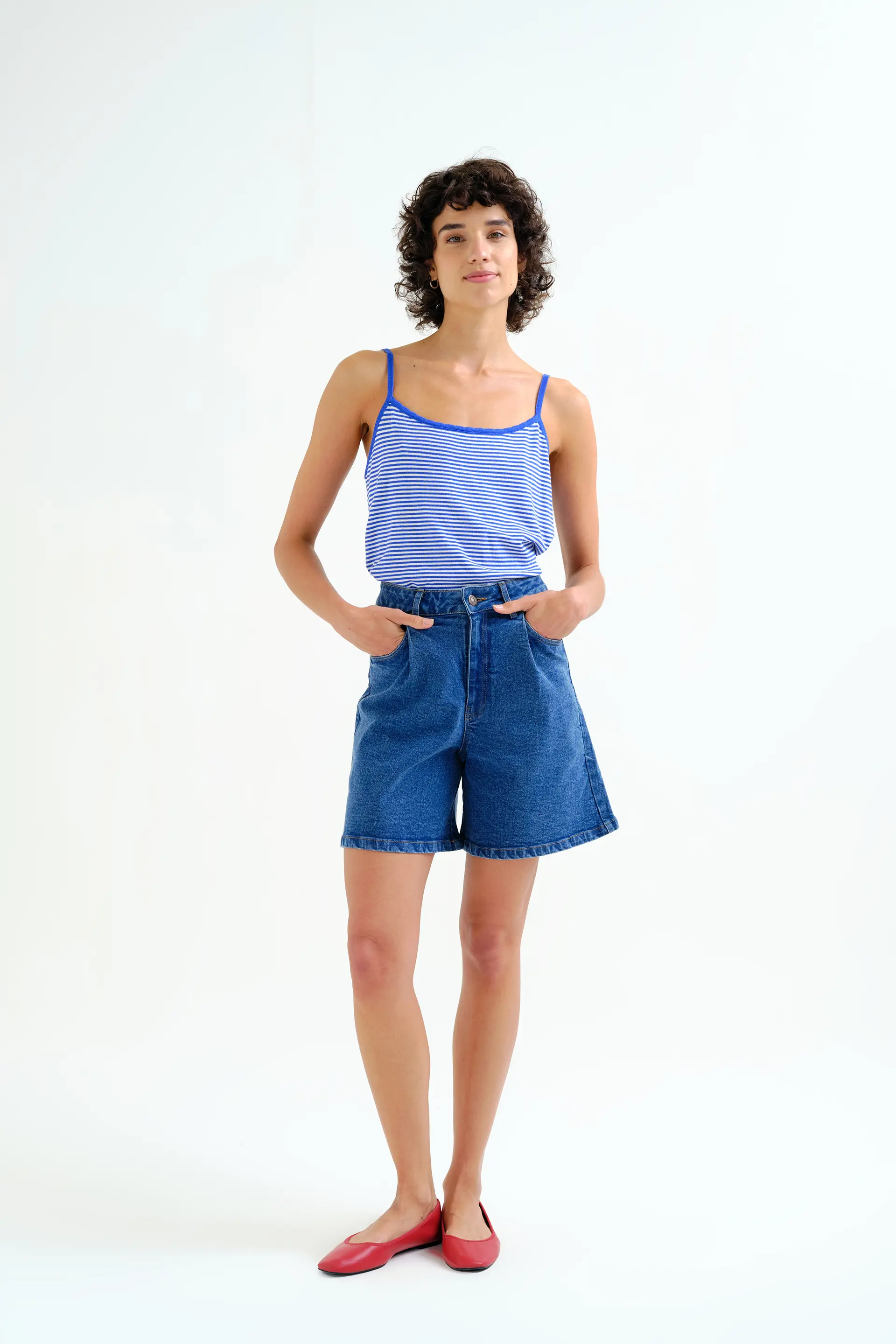 Top con estampado de rayas blanco y azul - Image 4