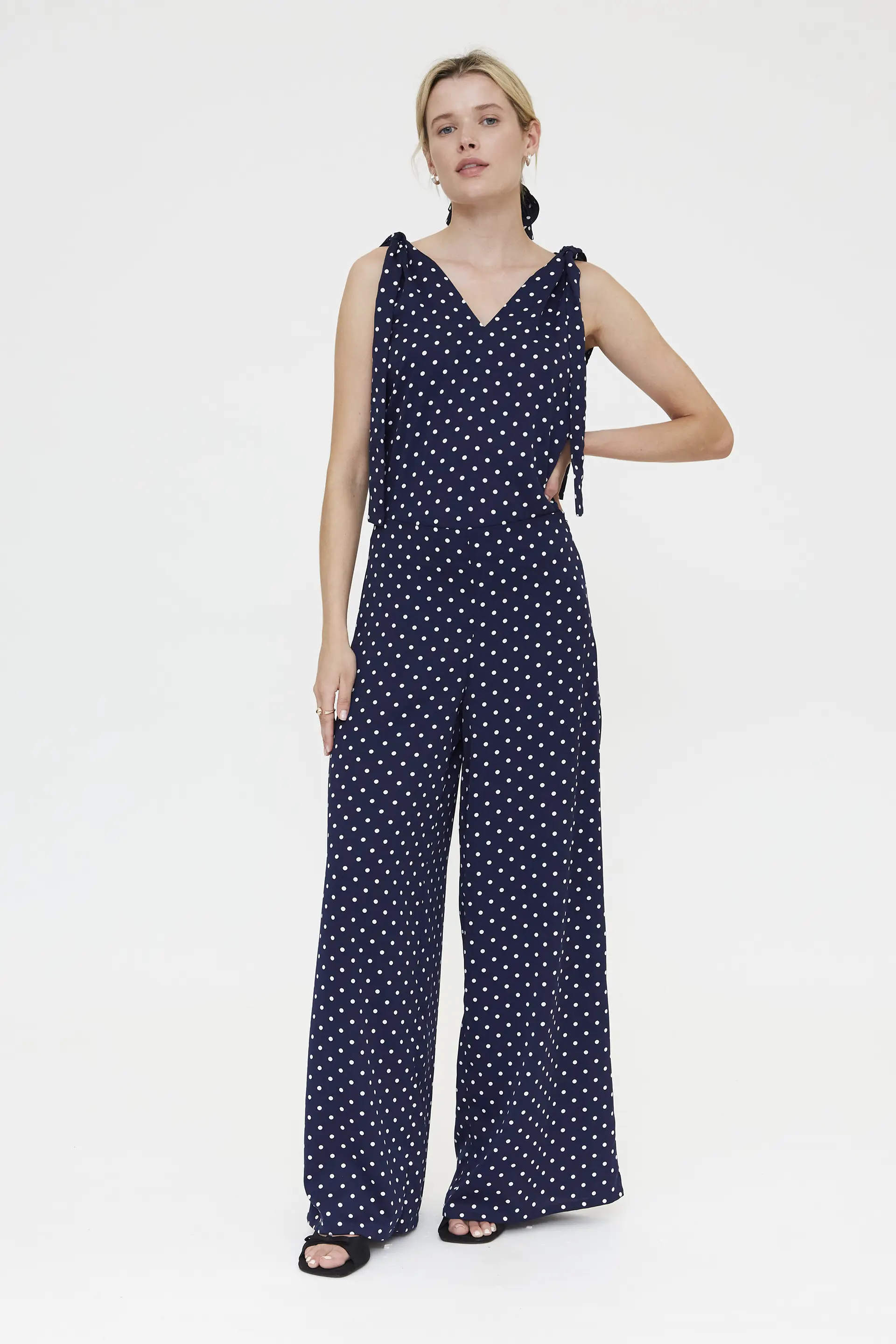 Top con estampado mini dots azul marino - Image 4
