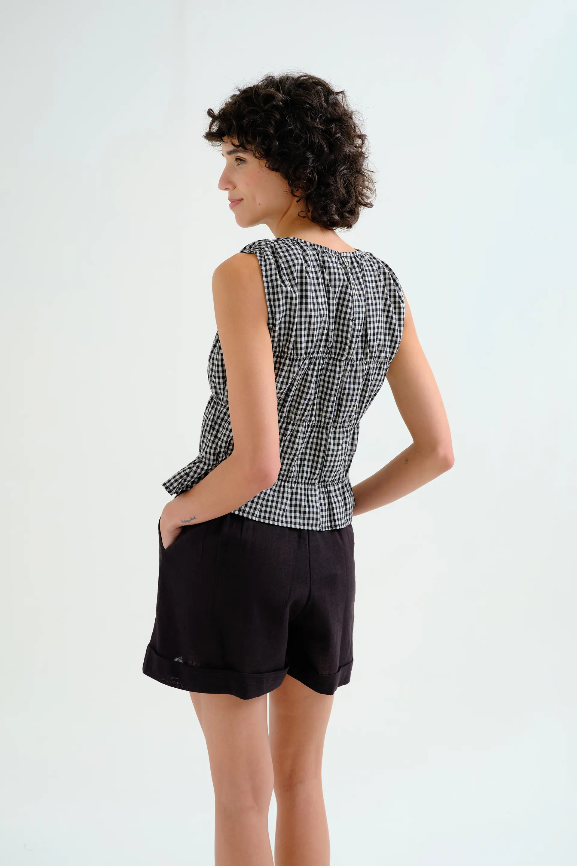 Top cuadros vichy negro - Image 3
