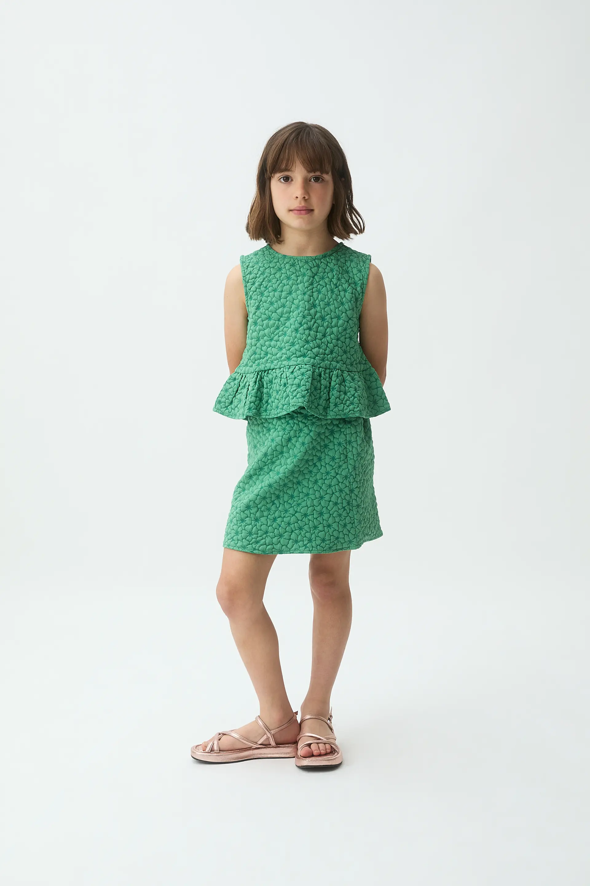 Top de niña con estampado floral verde