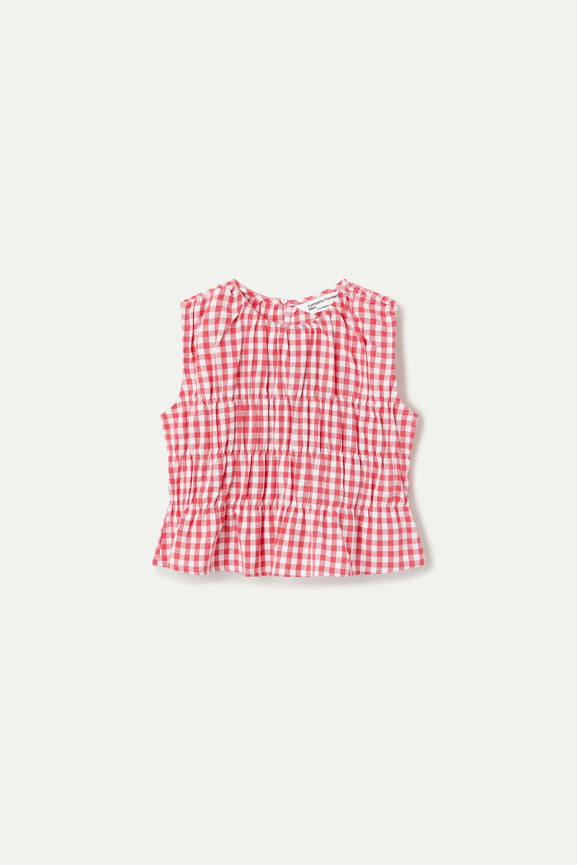 Top de niña con estampado Vichy rojo - Image 2