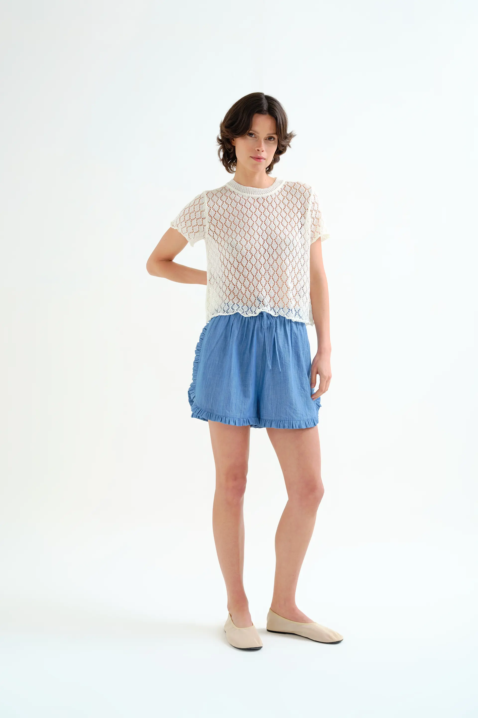 Top punto calado blanco con rombos - Image 4