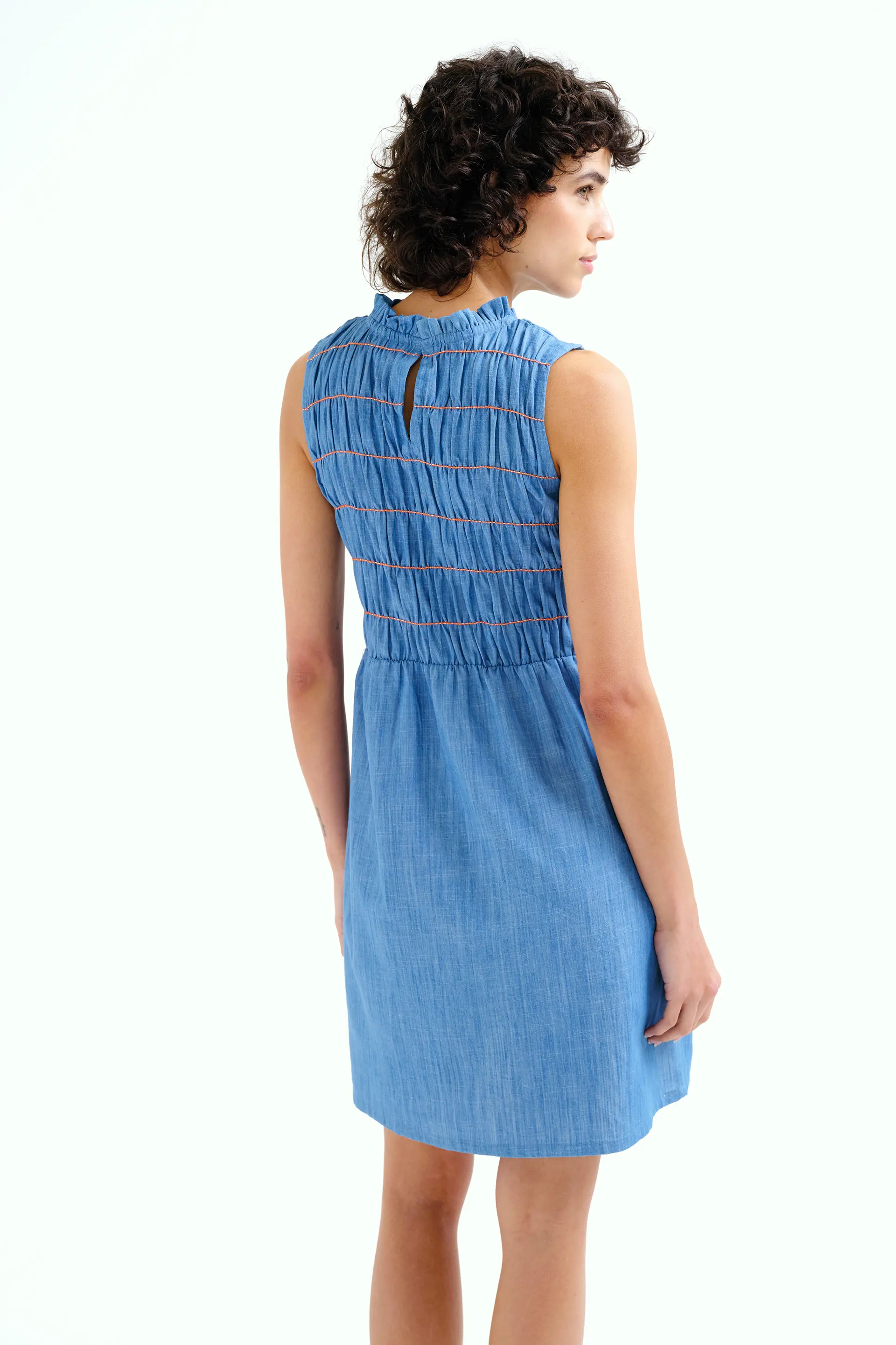 Vestido corto 100% algodón chambray azul claro - Image 3