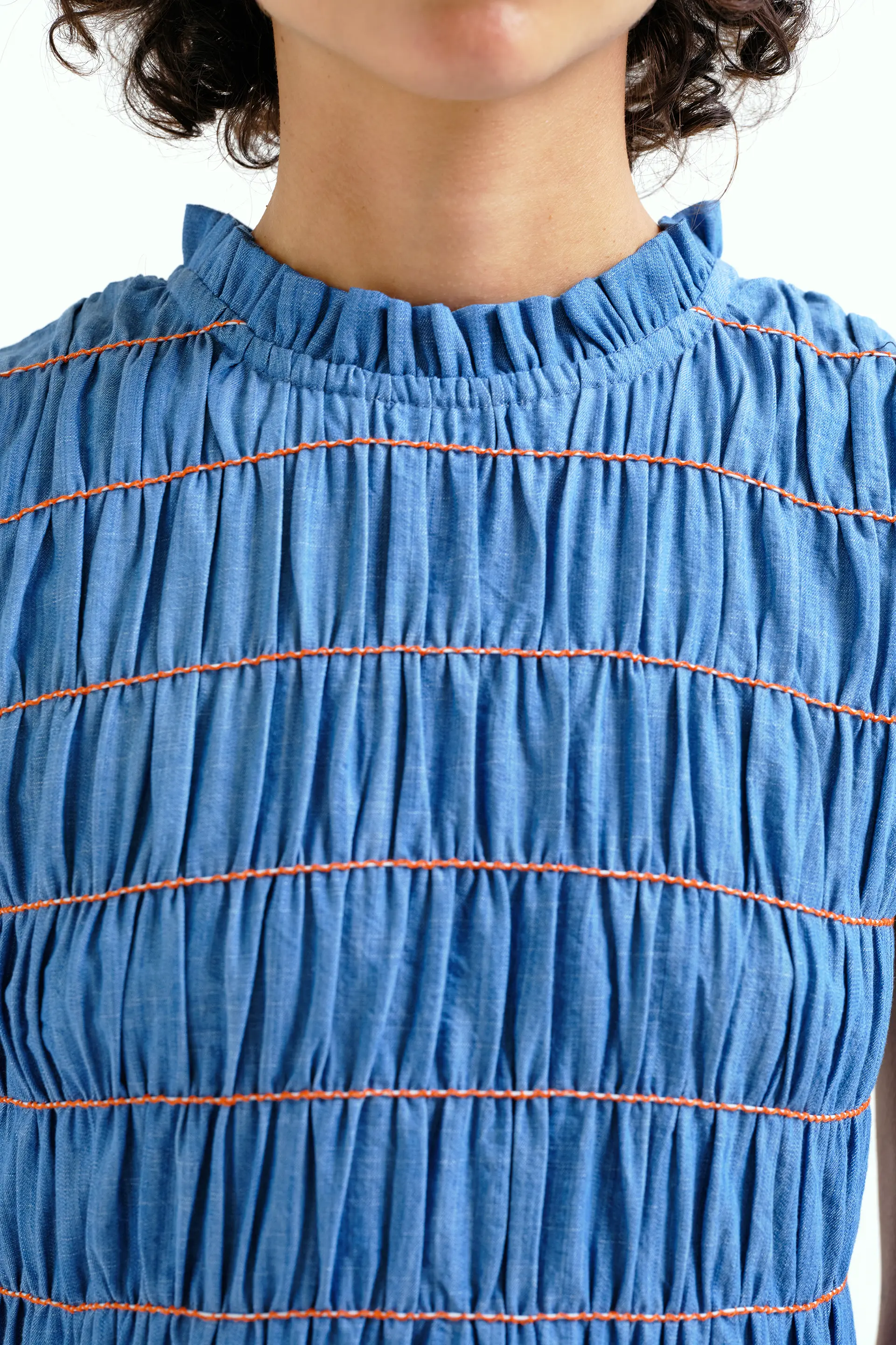 Vestido corto 100% algodón chambray azul claro - Image 4