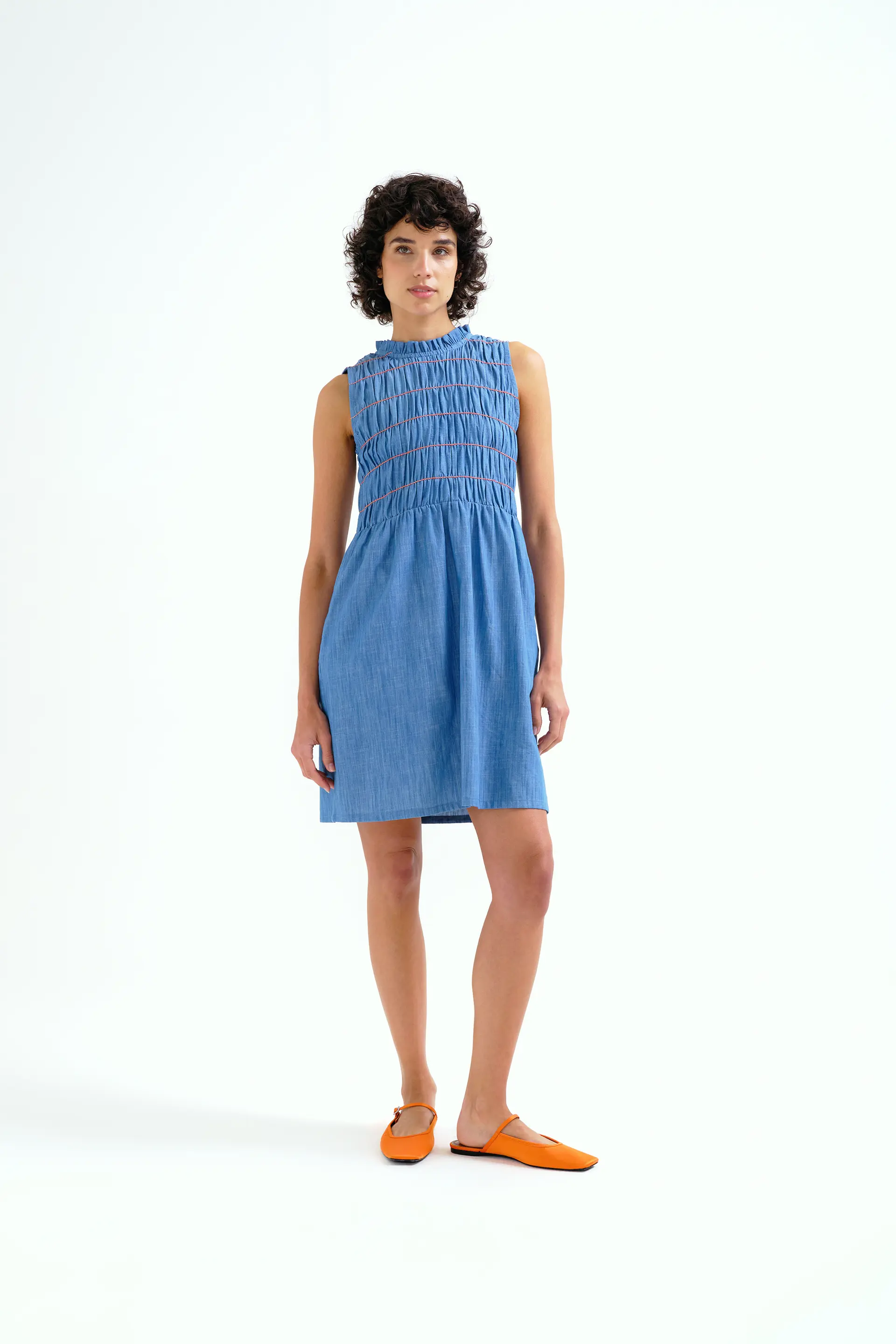 Vestido corto 100% algodón chambray azul claro - Image 5