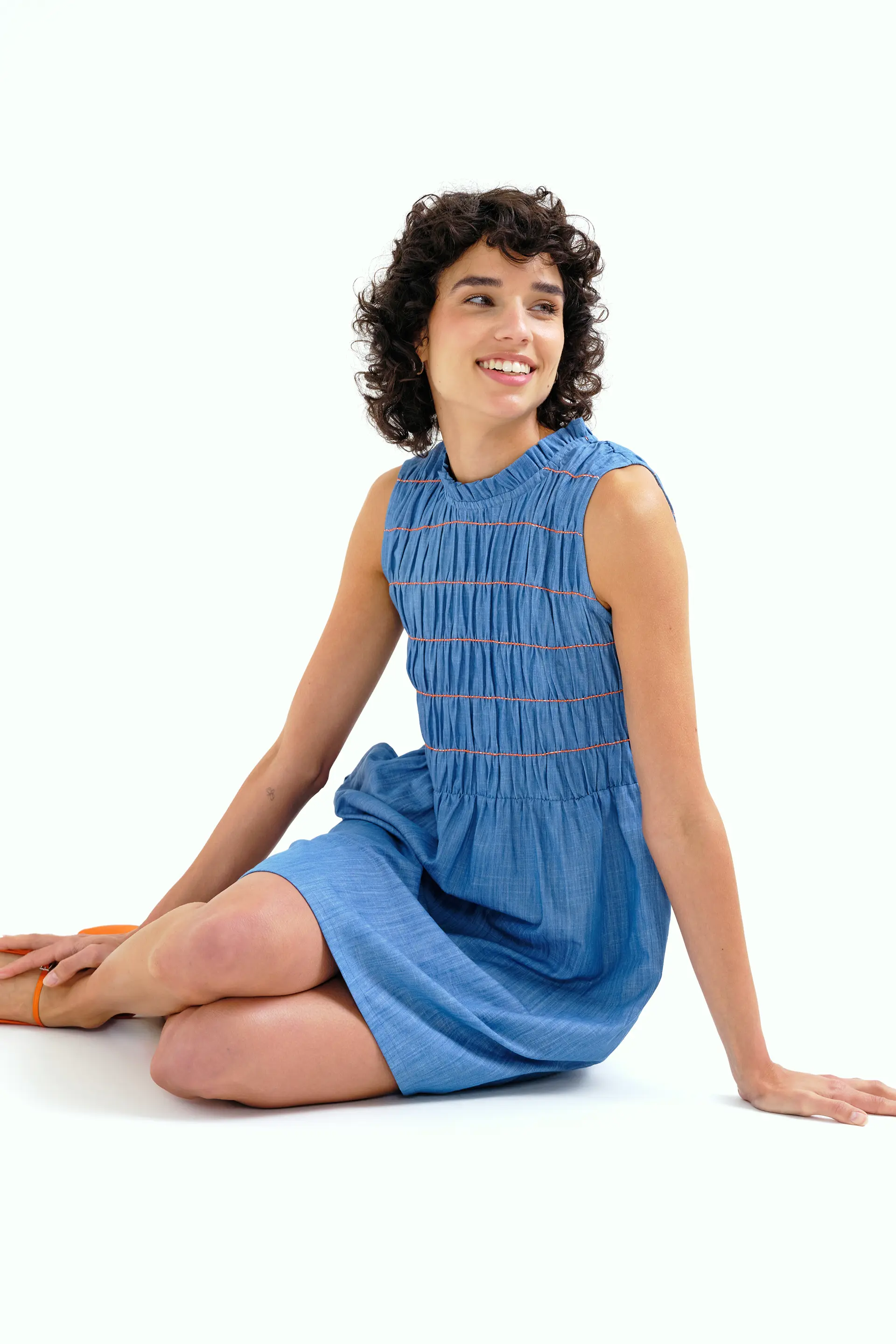 Vestido corto 100% algodón chambray azul claro - Image 6