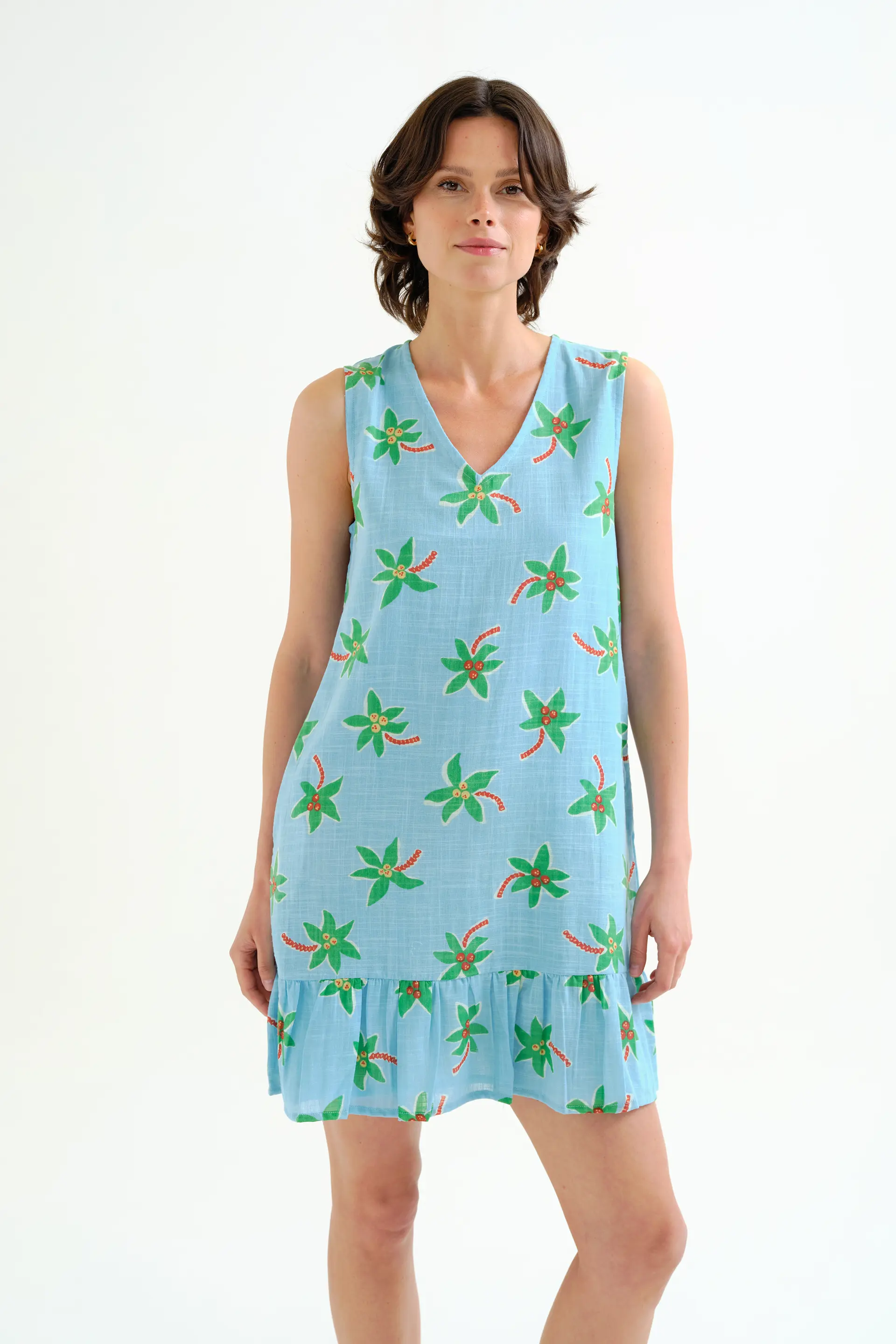 Vestido corto con estampado Cocotero Small