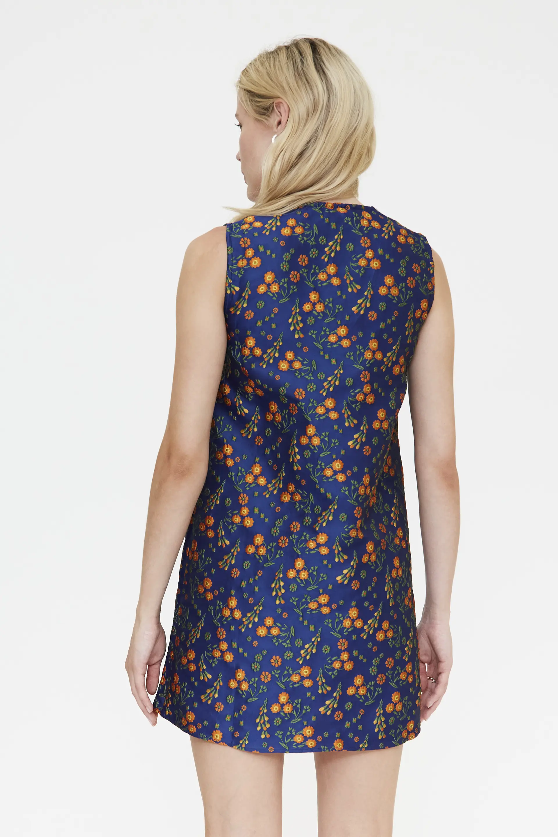 Vestido corto con estampado Flowers Jacquard - Image 3