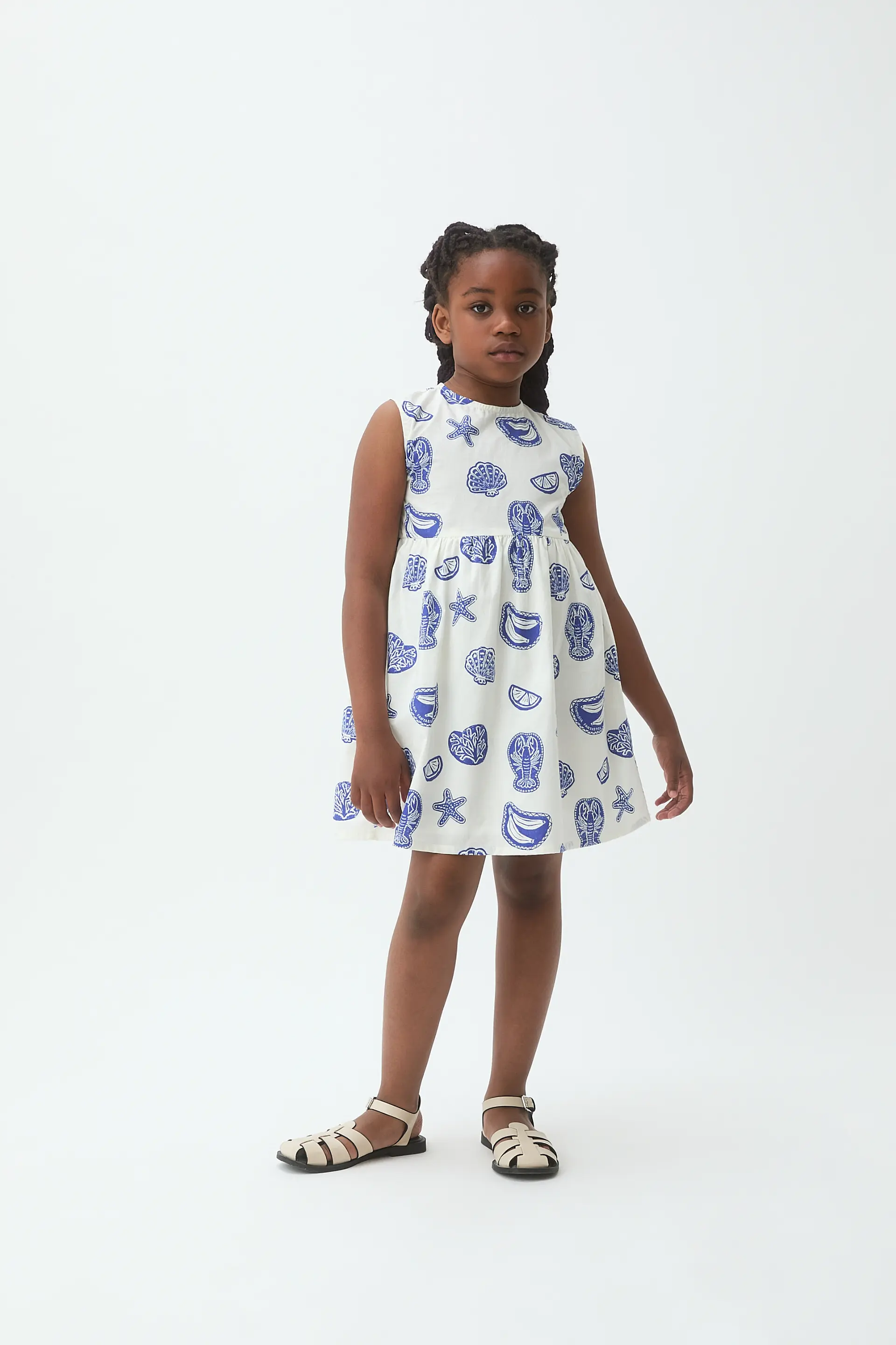 Vestido corto de niña 100% algodón estampado Lobster
