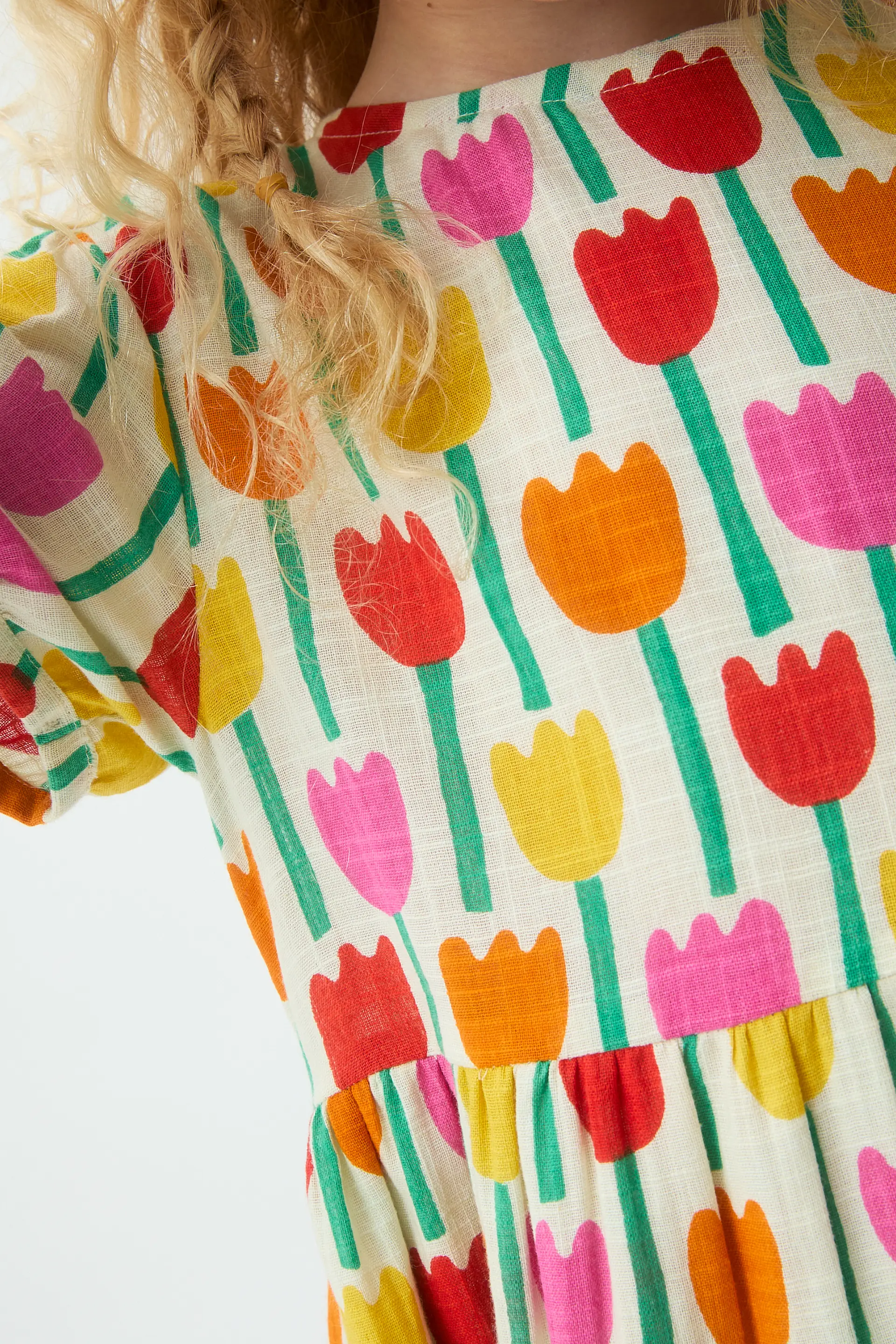 Vestido corto de niña con estampado Tulipa - Image 3