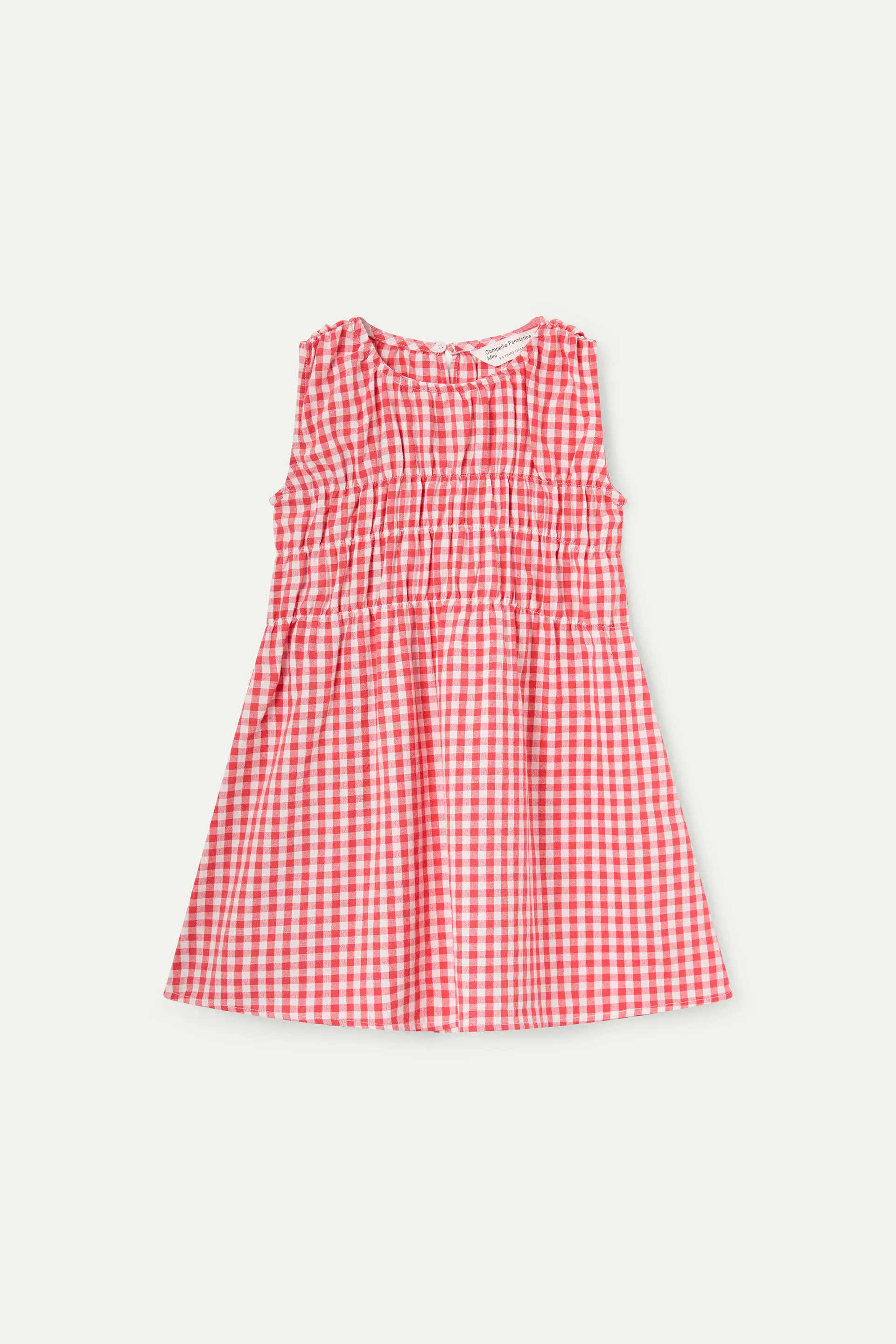 Vestido corto de niña con estampado Vichy rojo - Image 2