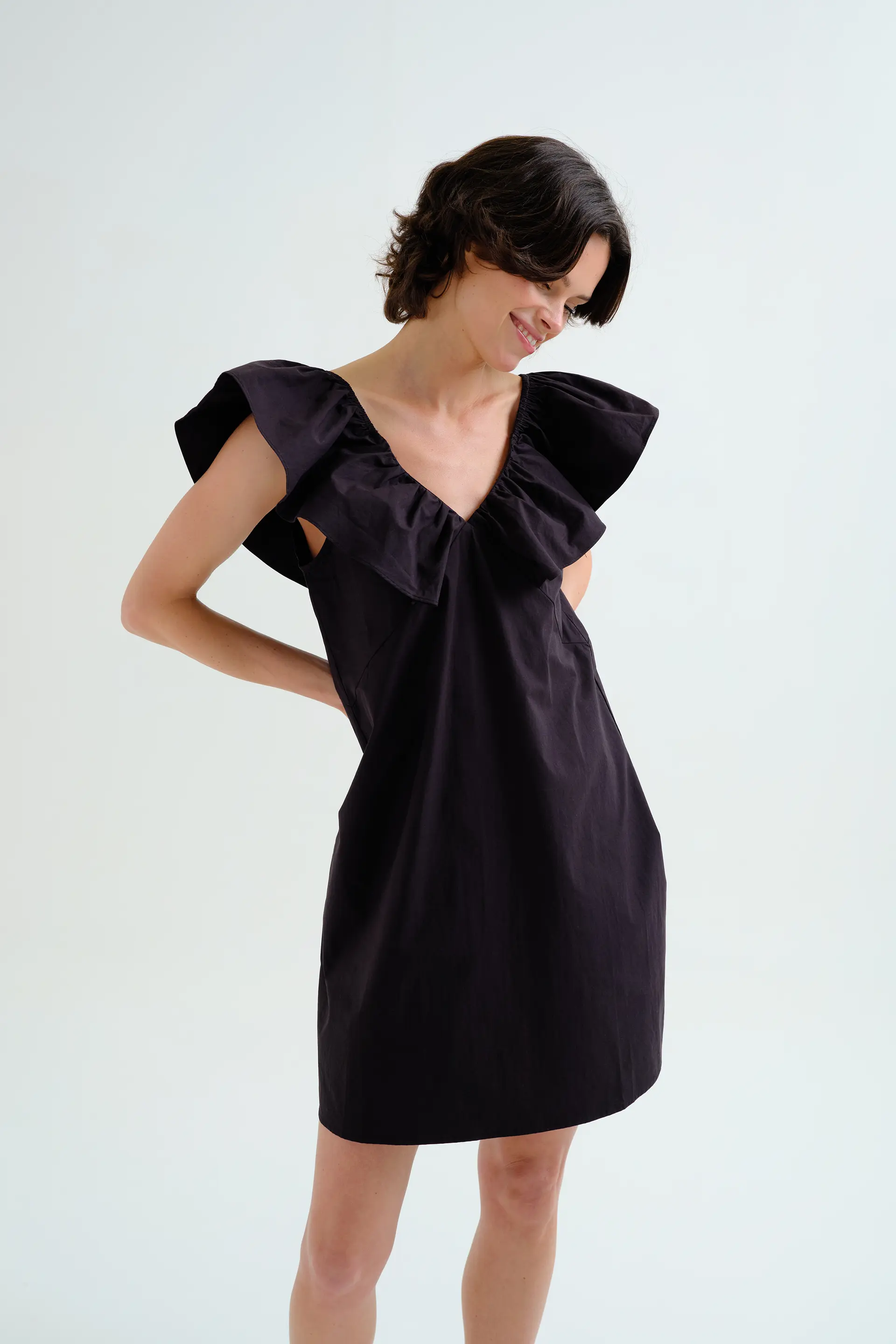 Vestido corto negro 100% algodón