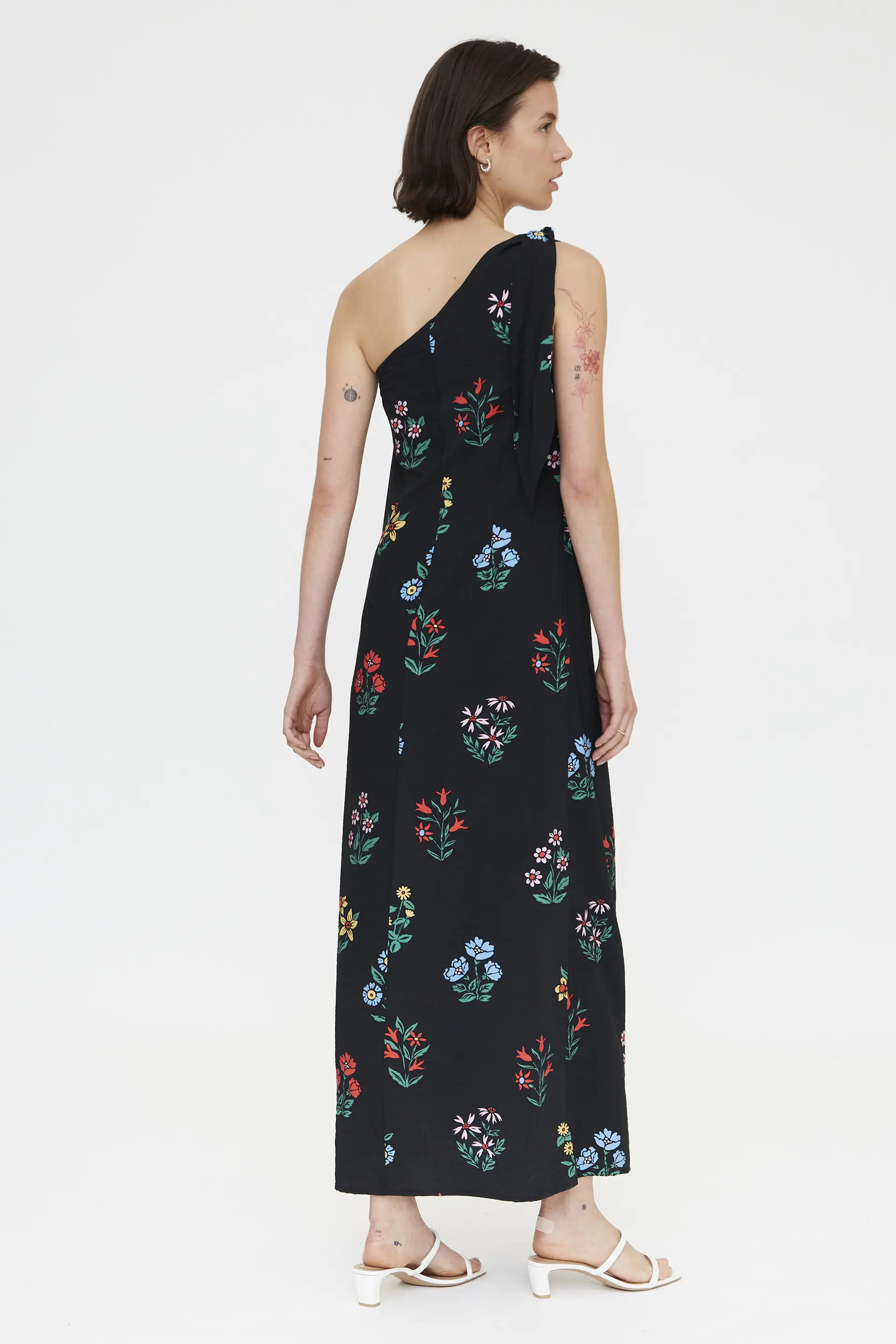 Vestido largo asimétrico con estampado Multicolor Gardener - Image 3