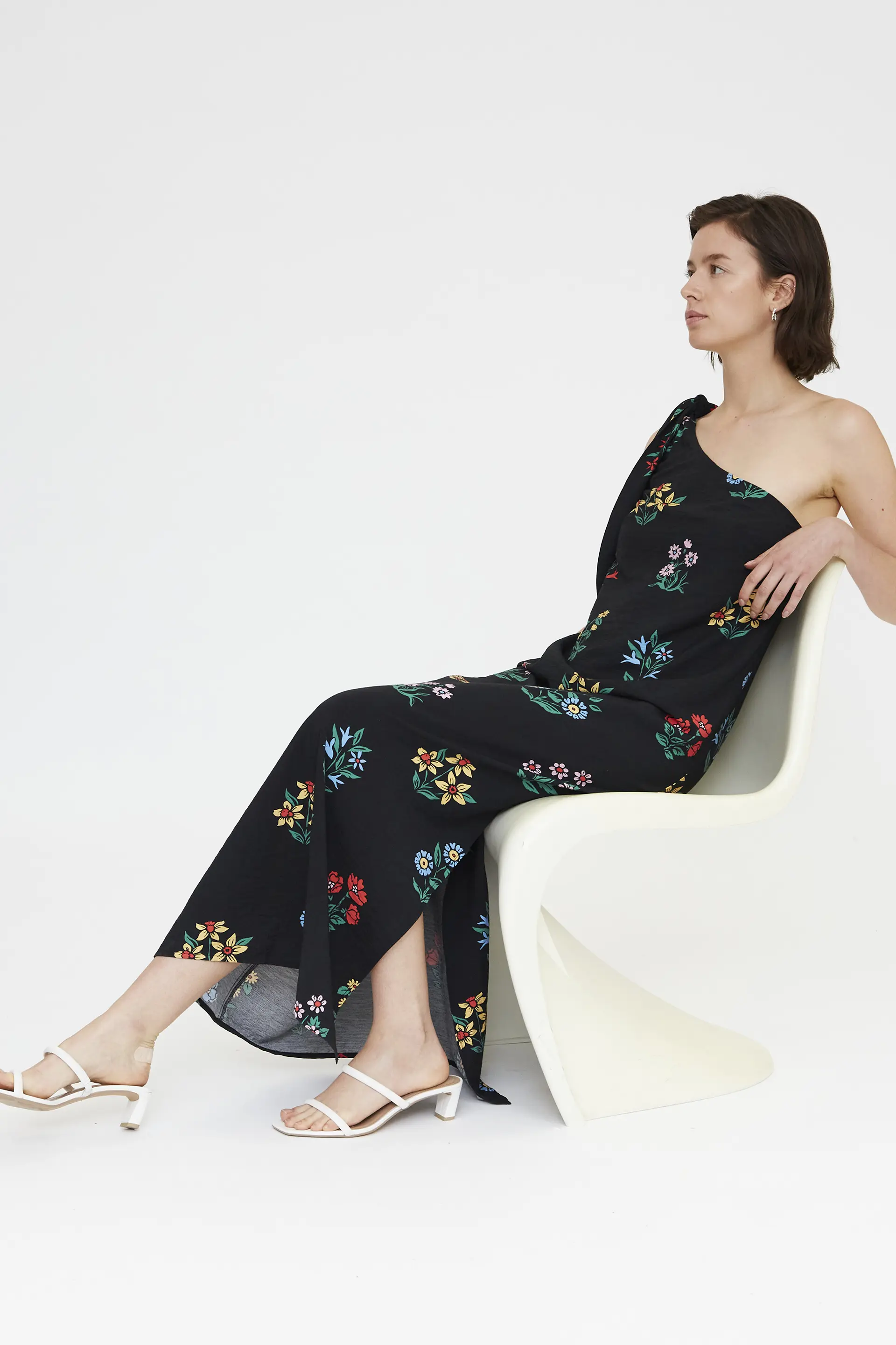 Vestido largo asimétrico con estampado Multicolor Gardener - Image 5