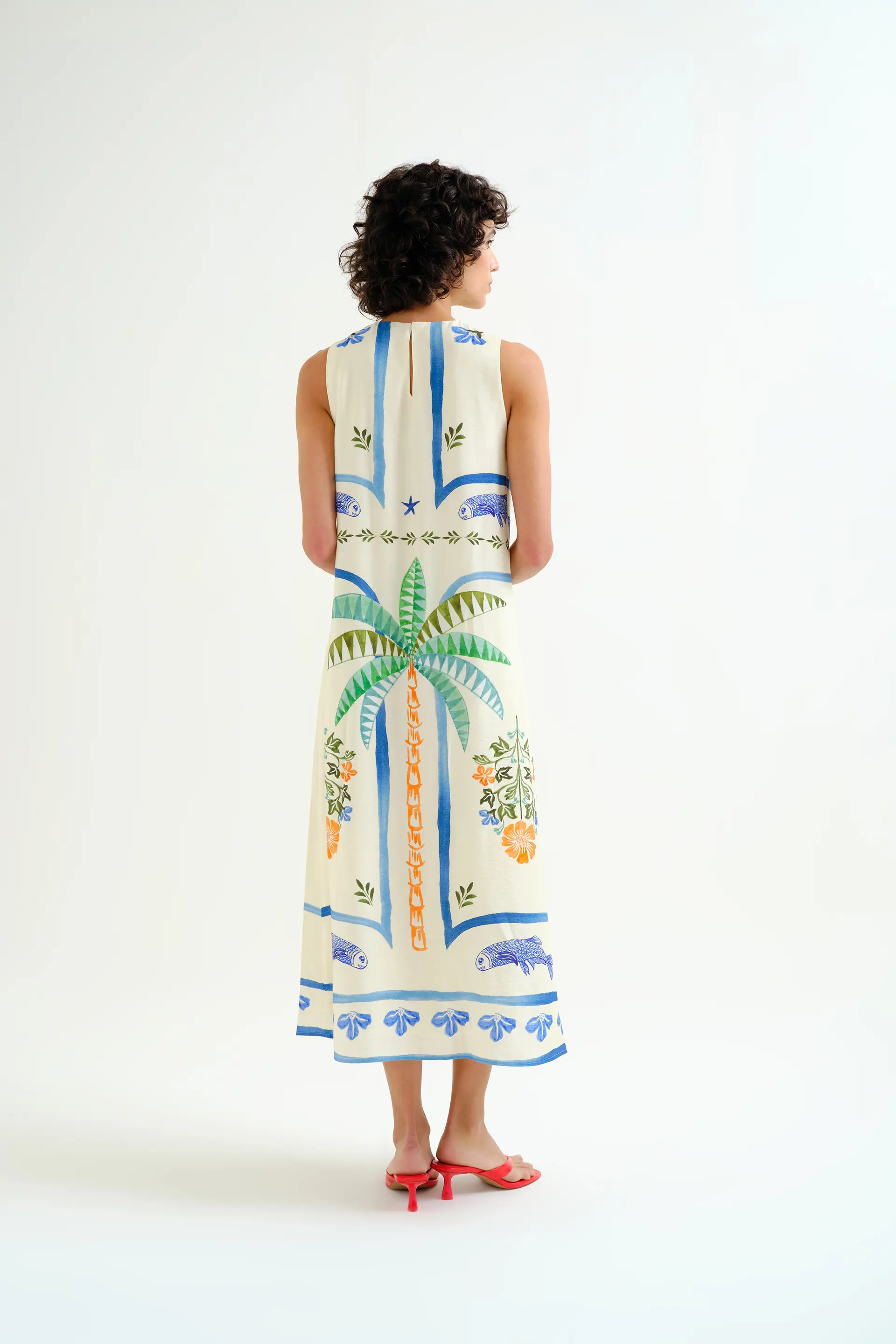 Vestido largo con estampado Palm & Mermaid - Image 3