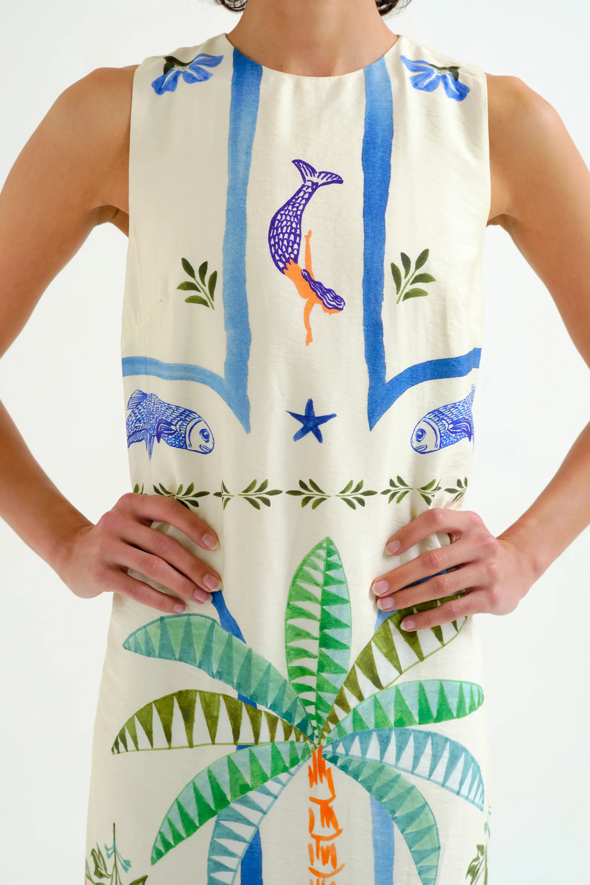 Vestido largo con estampado Palm & Mermaid - Image 4