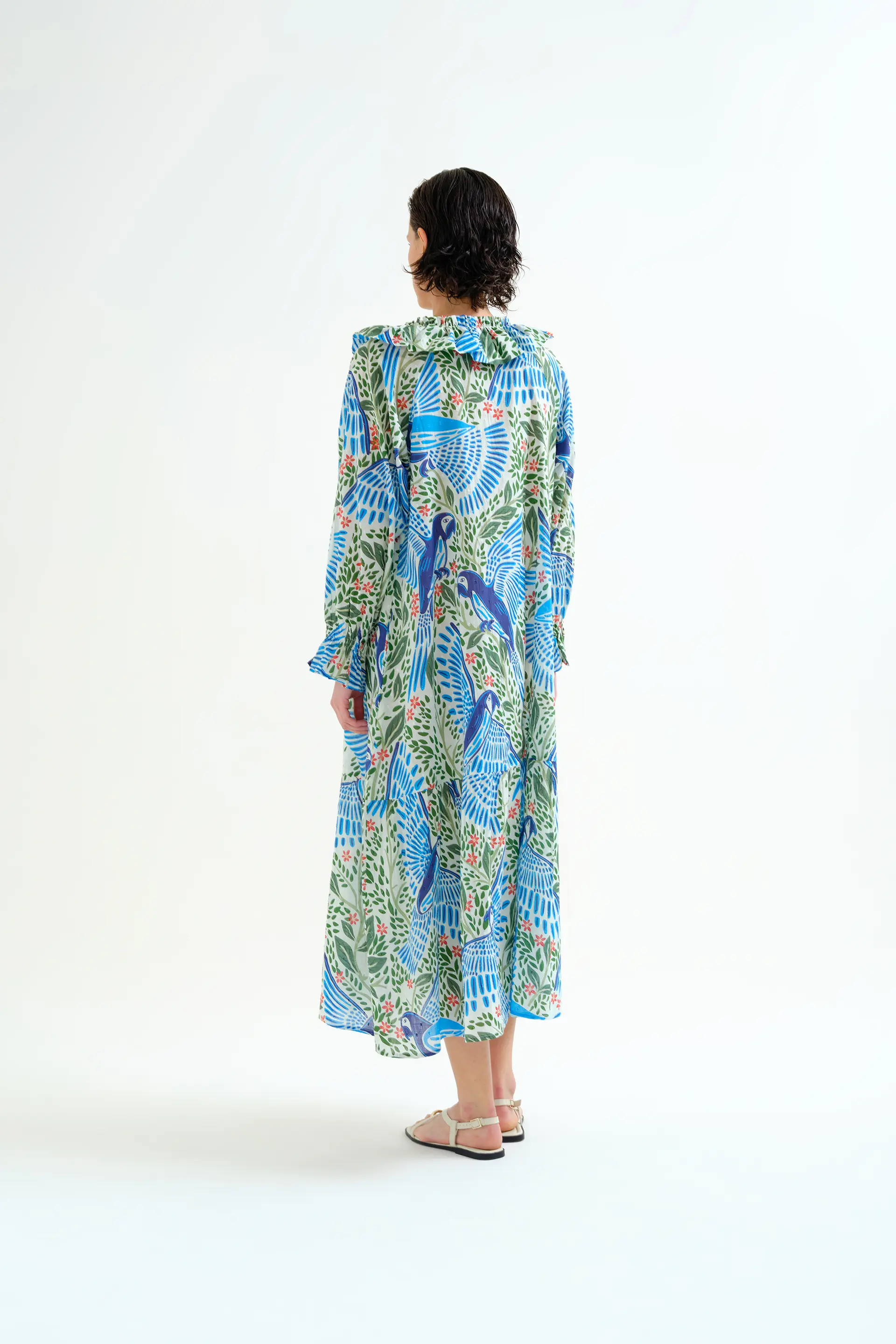 Vestido largo playero con estampado Parrot - Image 3