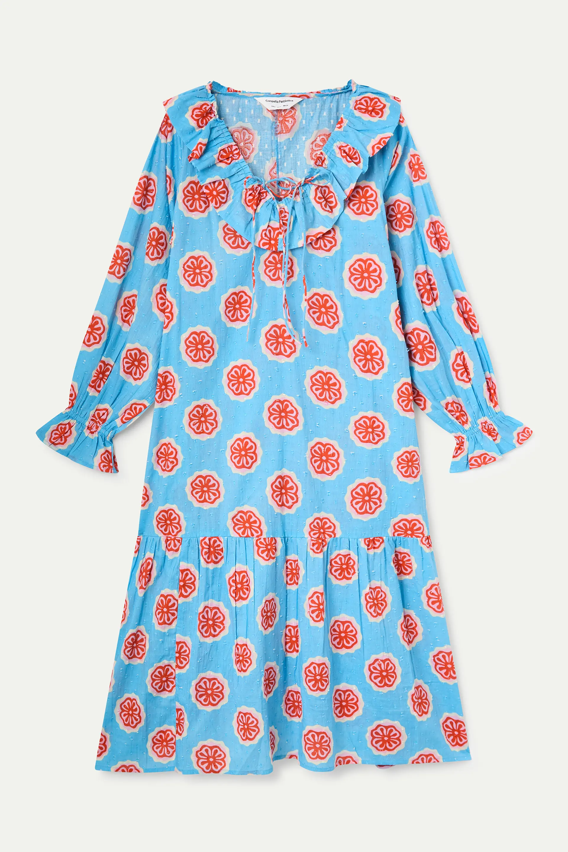 Vestido largo playero con estampado Red bloom flowers - Image 2