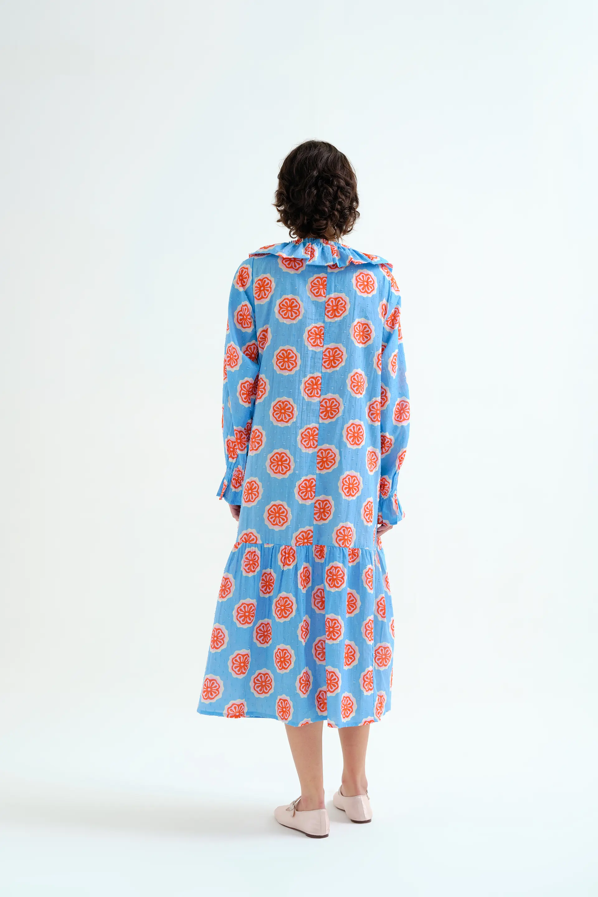 Vestido largo playero con estampado Red bloom flowers - Image 3