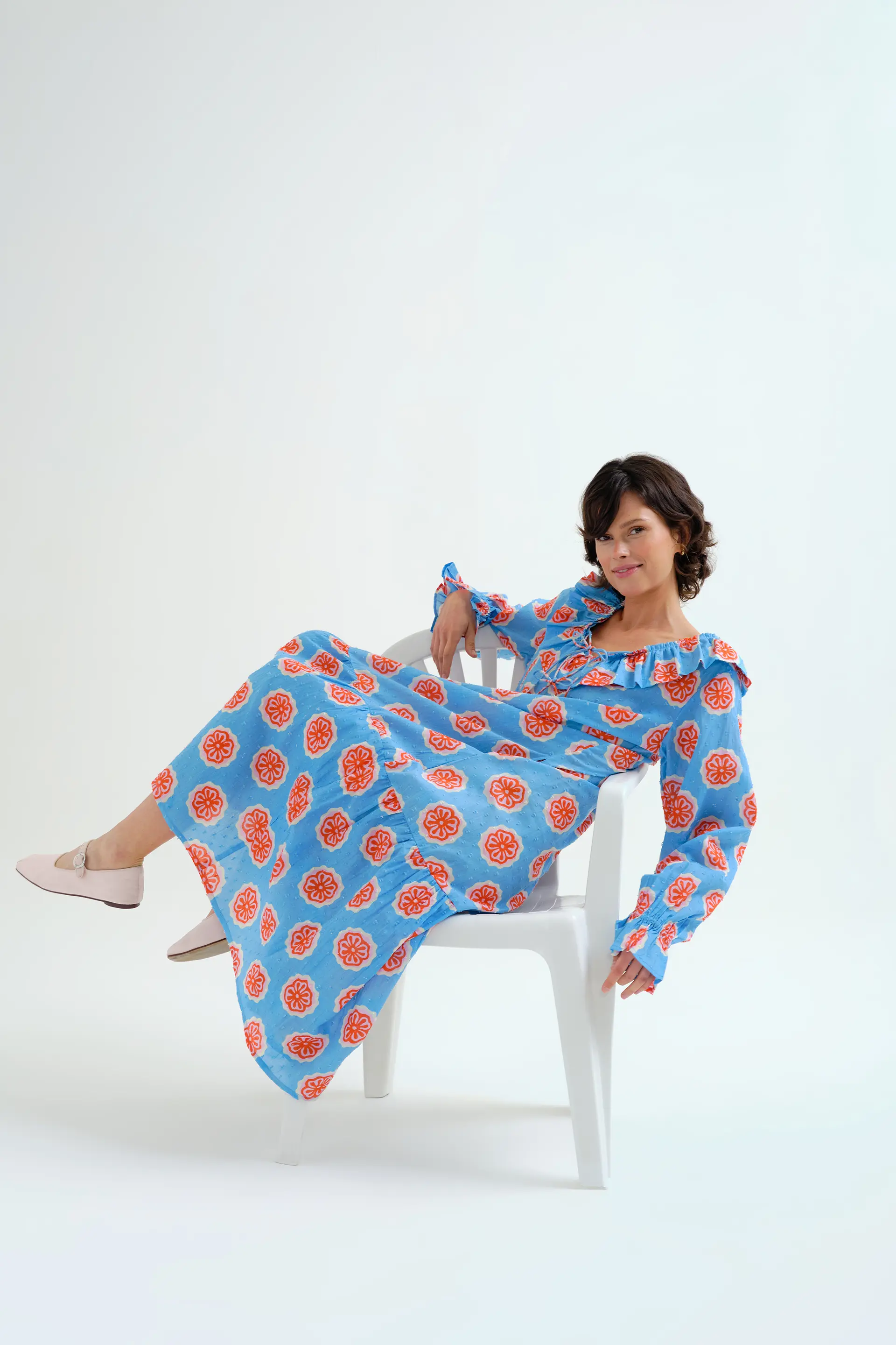 Vestido largo playero con estampado Red bloom flowers - Image 5