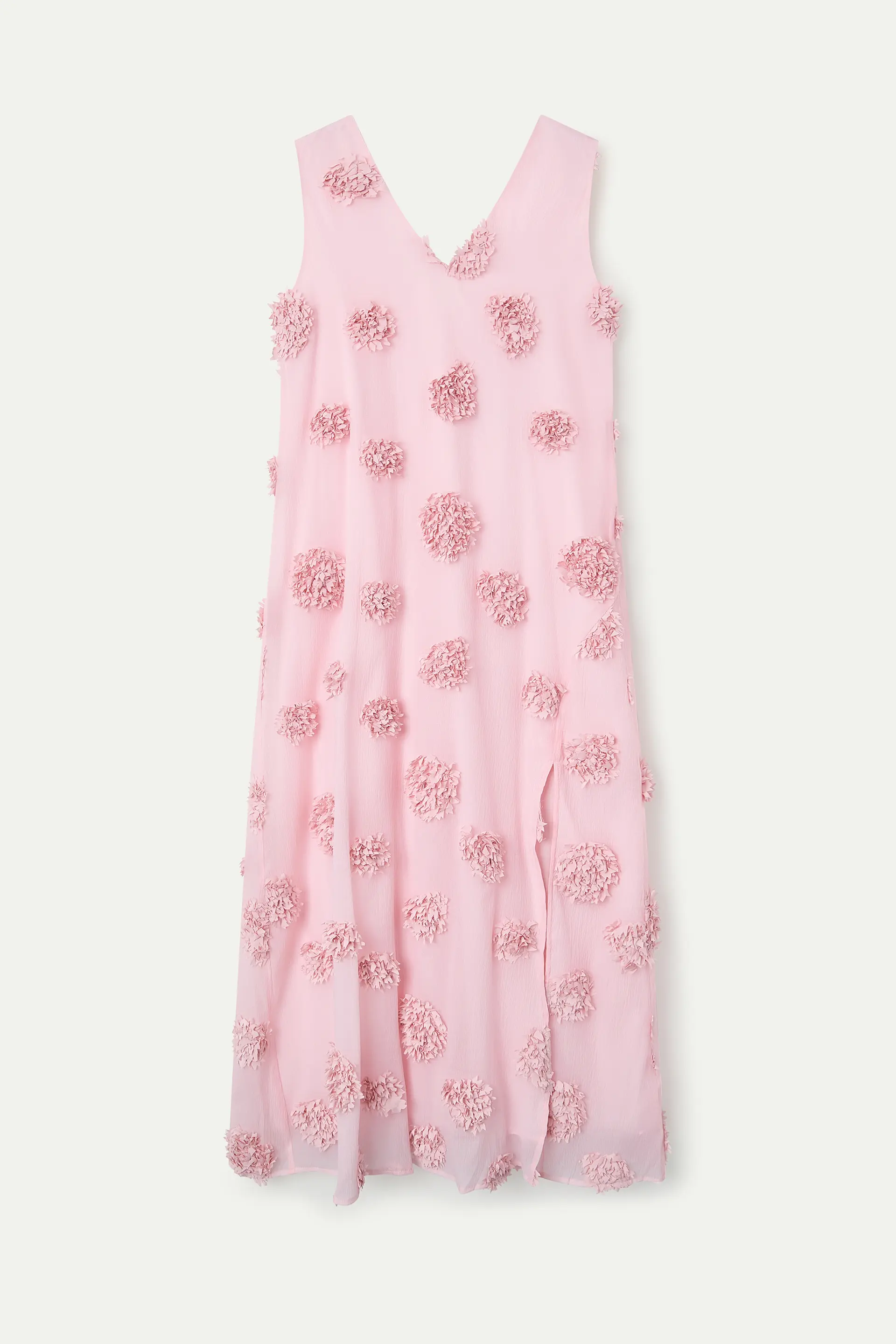 Vestido largo rosa con detalle floral - Image 2