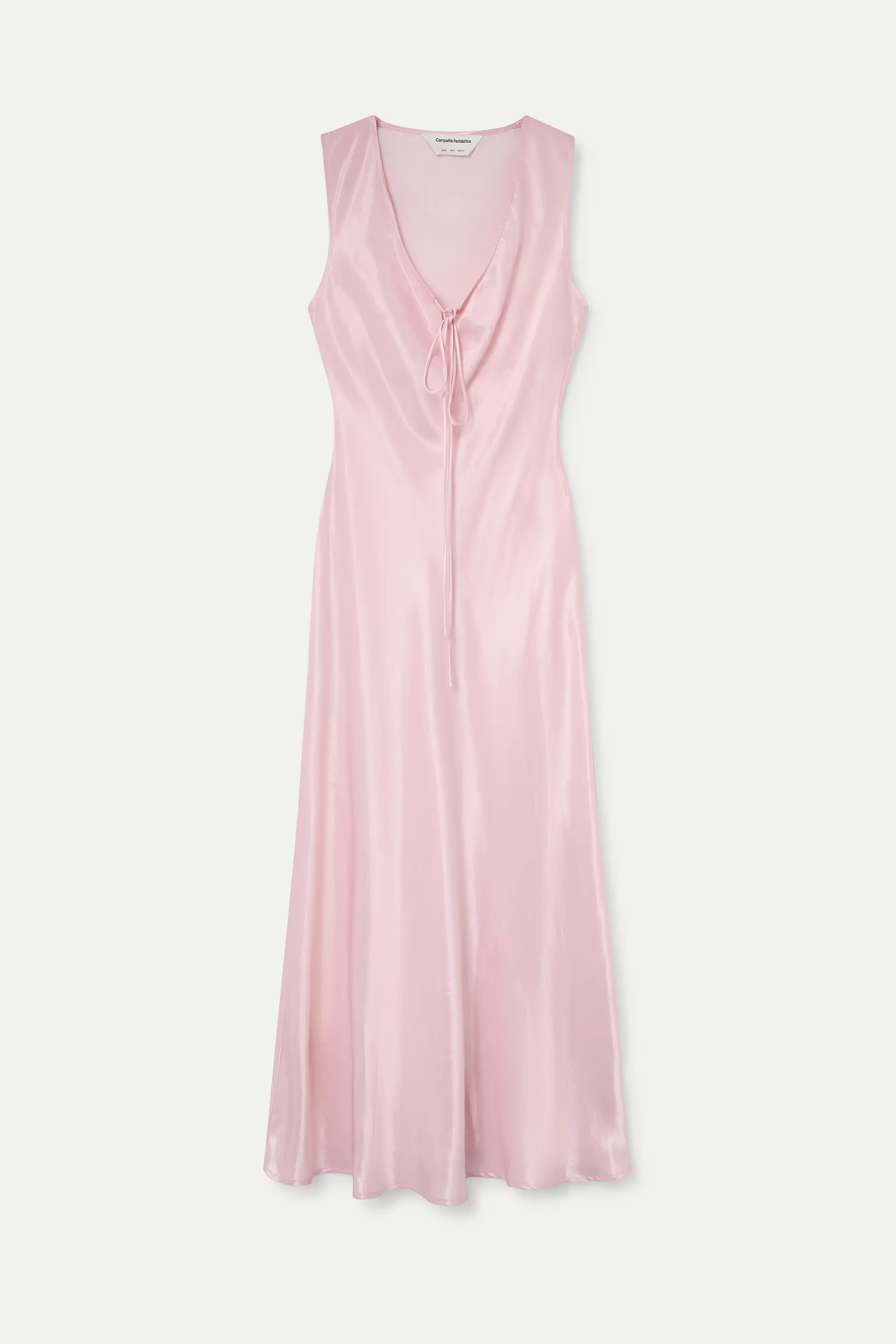 Vestido largo rosa satinado - Image 2