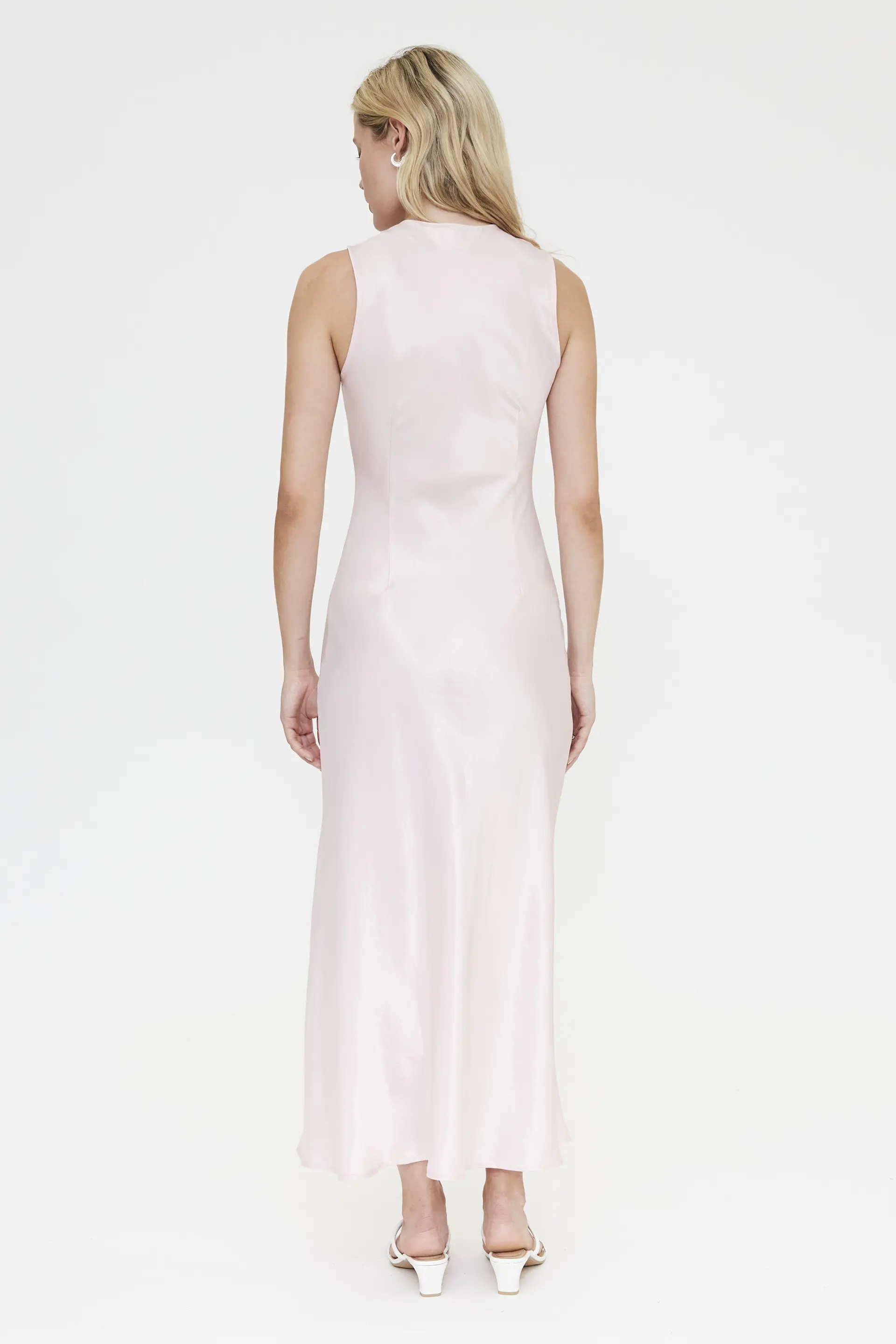 Vestido largo rosa satinado - Image 3