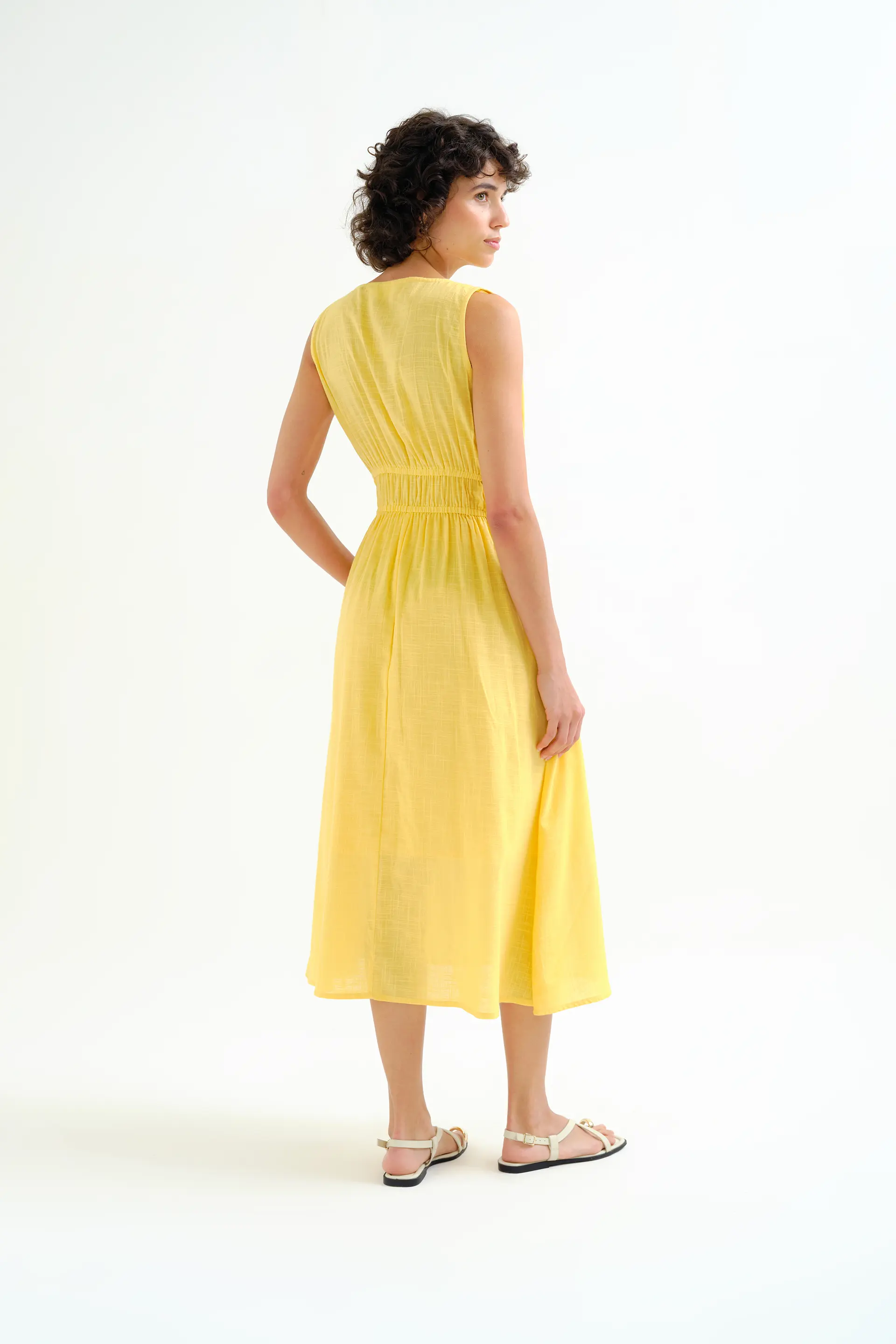 Vestido midi 100% algodón amarillo - Image 3