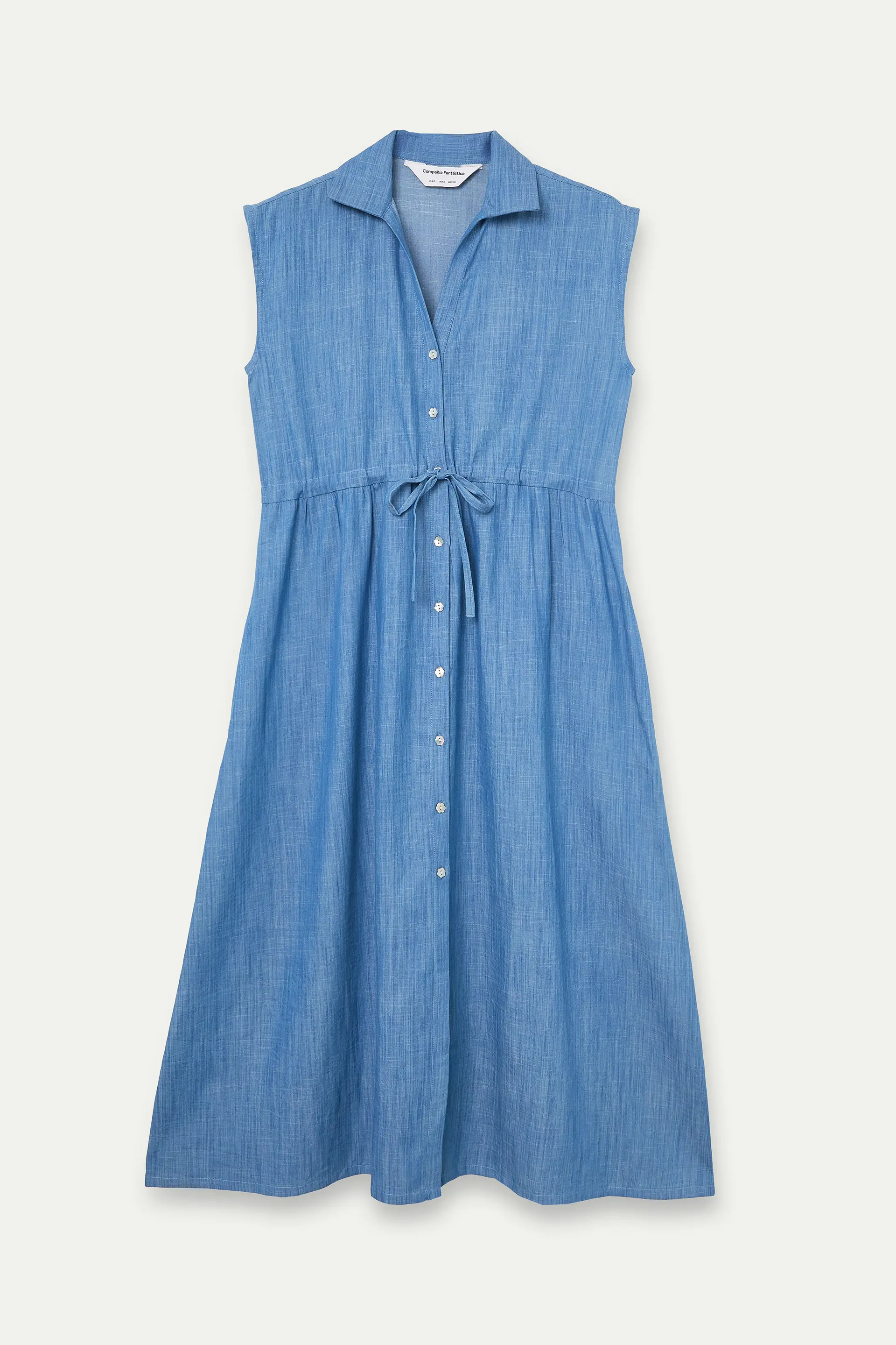 Vestido midi 100% algodón chambray azul claro - Image 2
