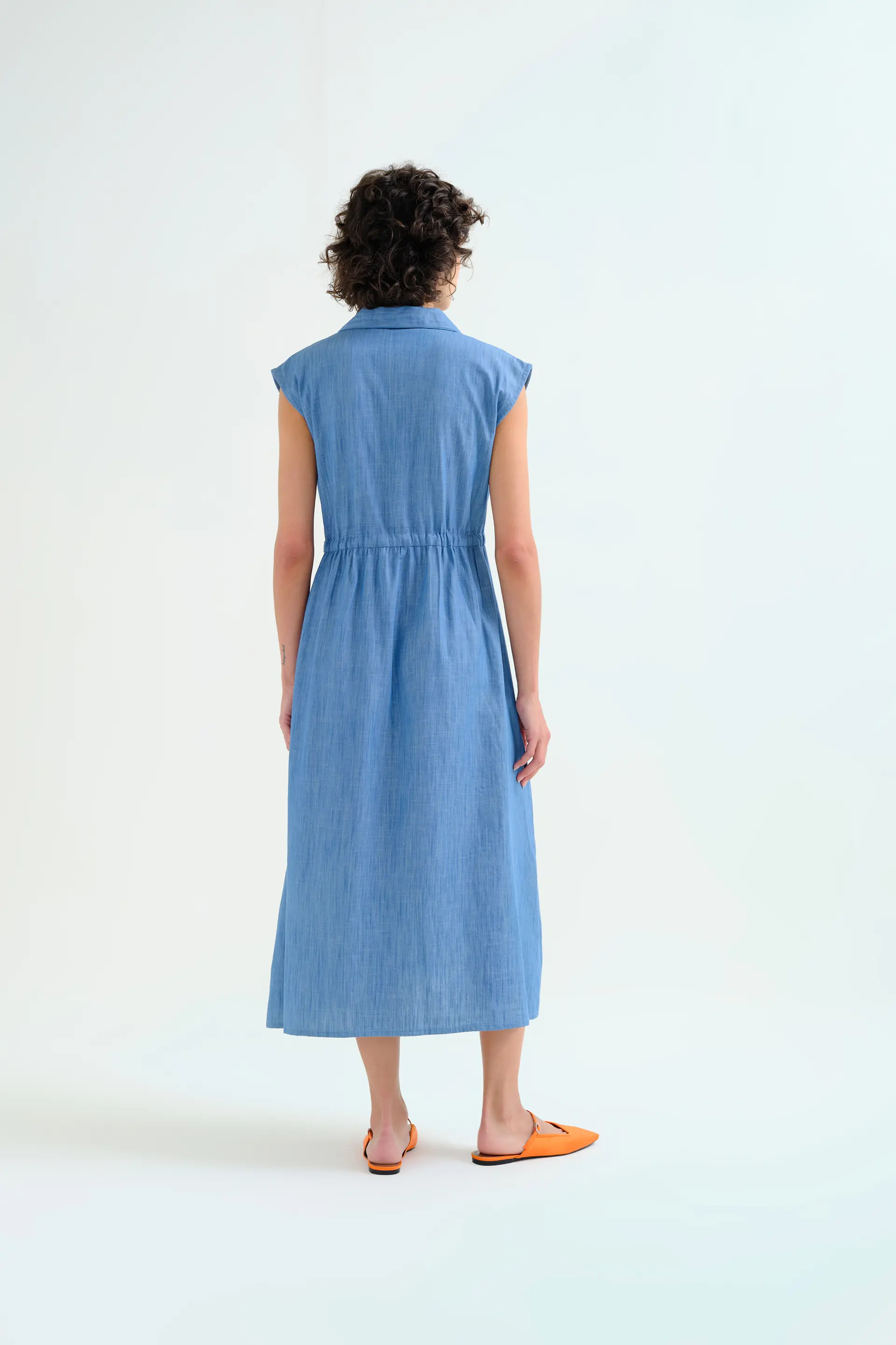 Vestido midi 100% algodón chambray azul claro - Image 3