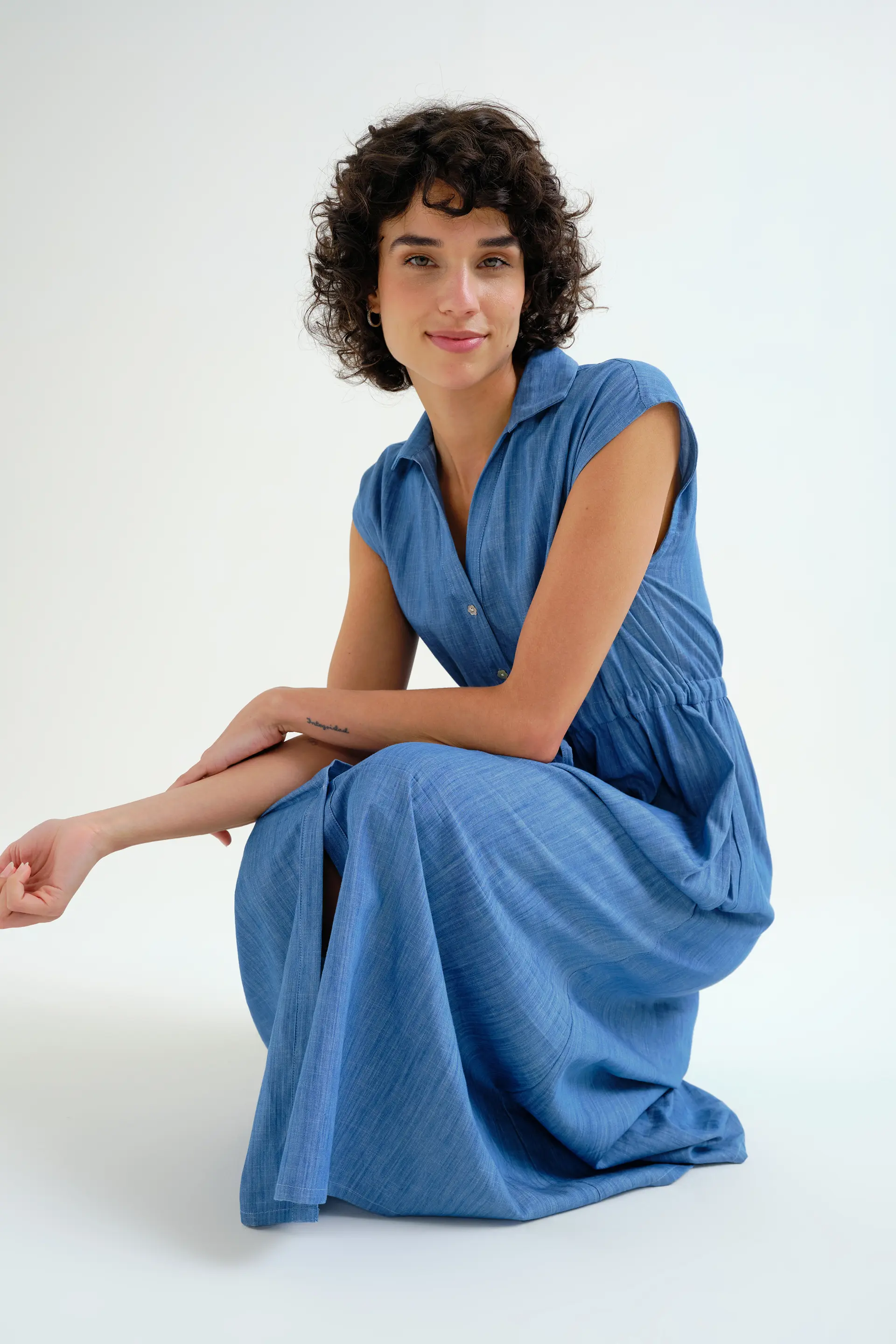 Vestido midi 100% algodón chambray azul claro - Image 5