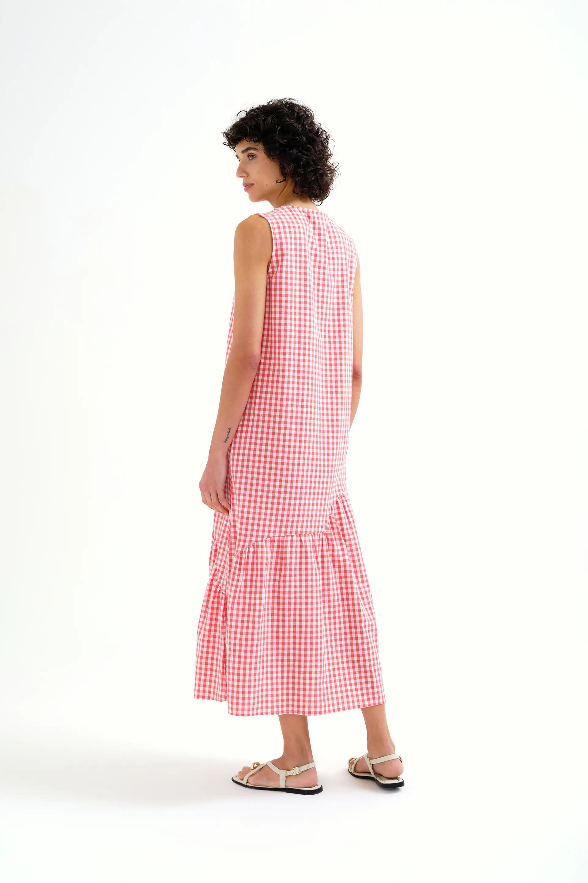 Vestido midi 100% algodón cuadros vichy rojo - Image 3