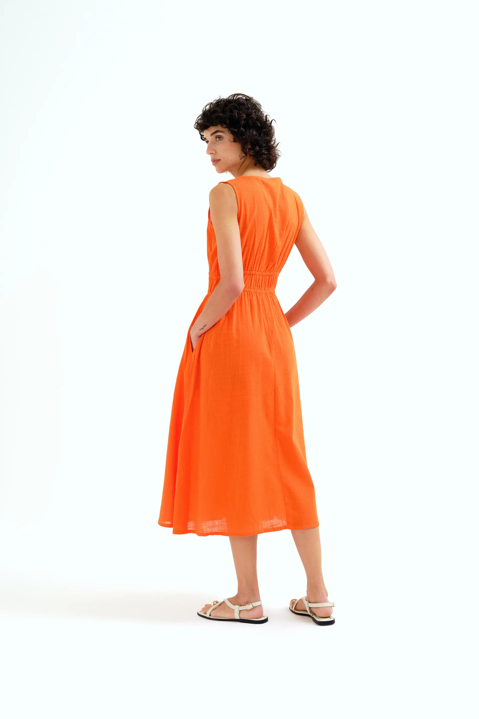 Vestido midi 100% algodón naranja - Image 3