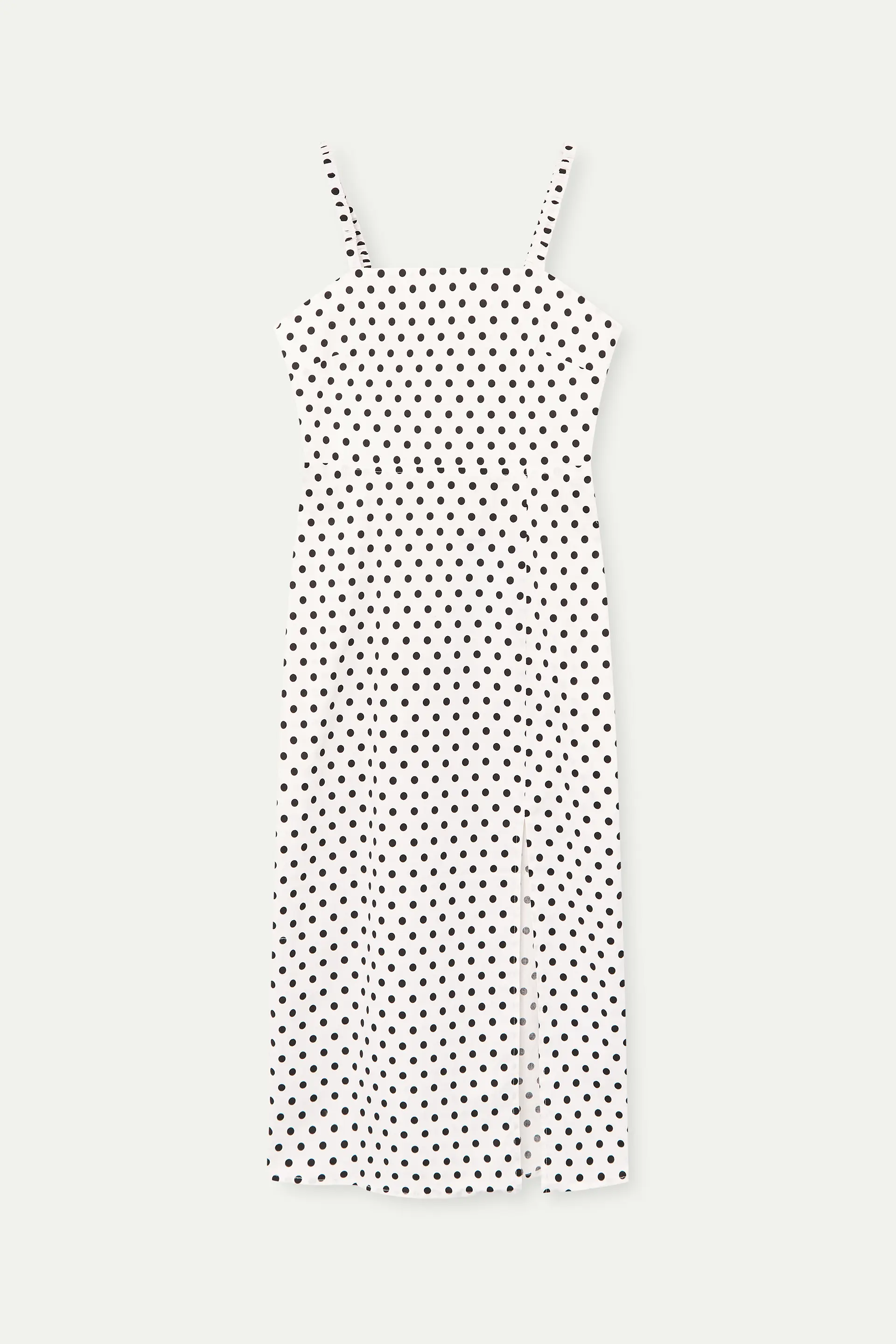 Vestido midi con estampado de puntos negro - Image 2