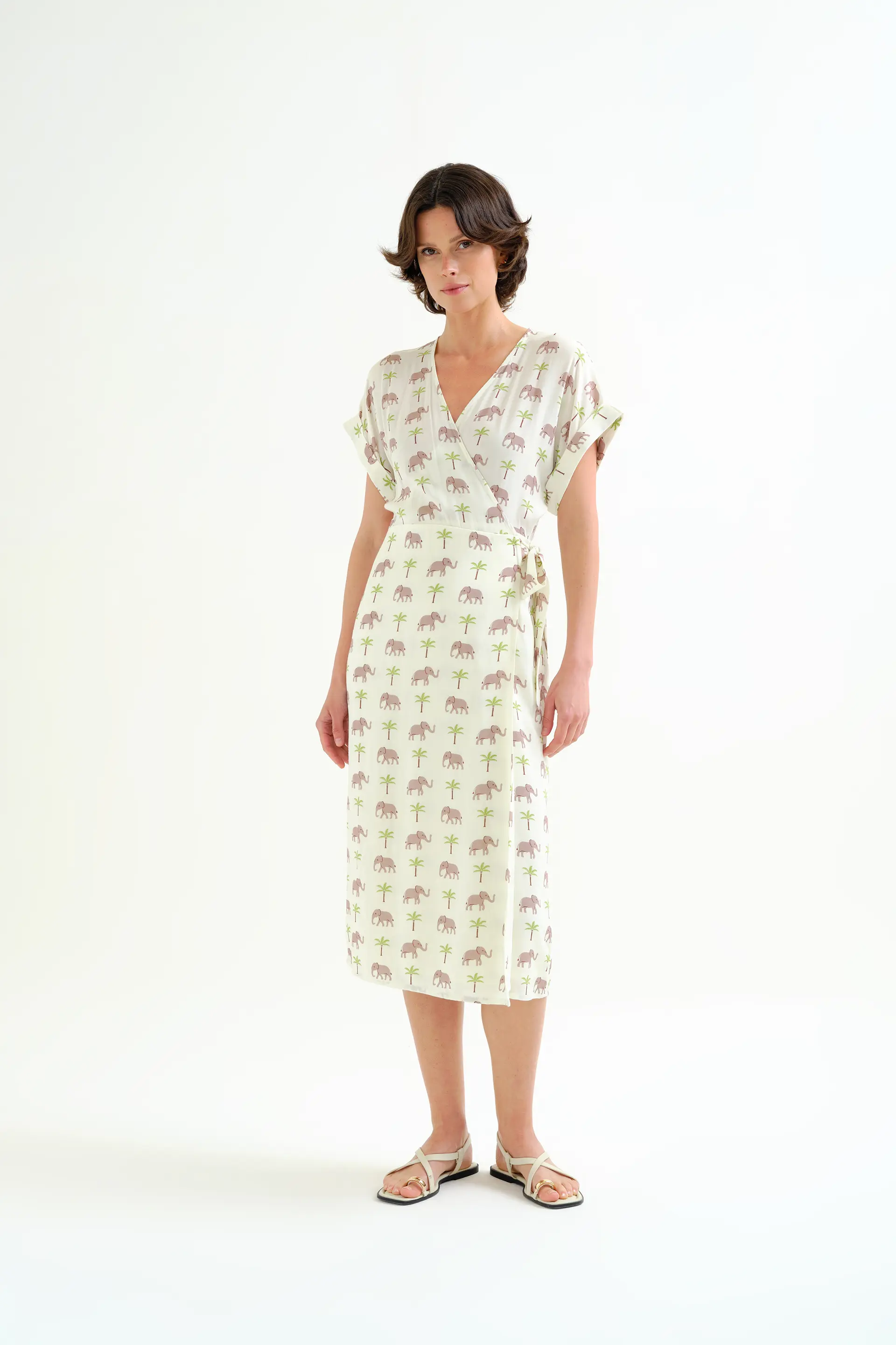 Vestido midi con estampado Elefante LENZING™ ECOVERO™