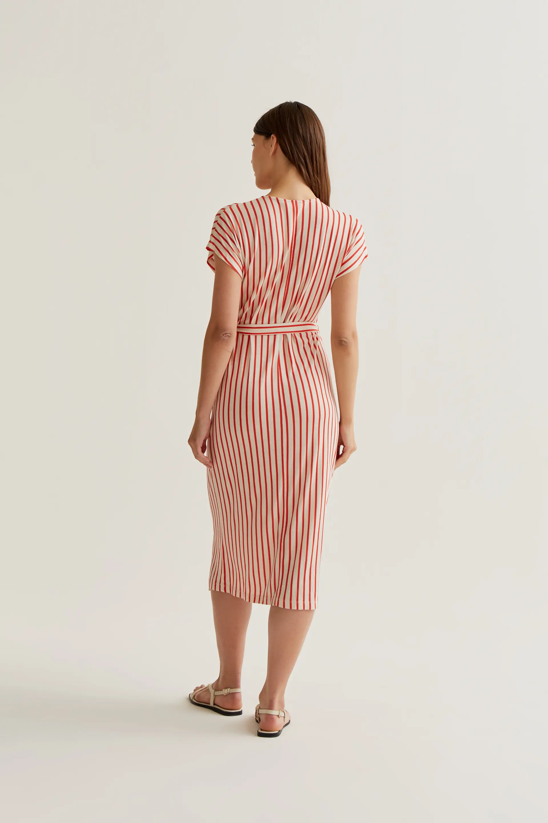 Vestido midi con rayas rojas - Image 3