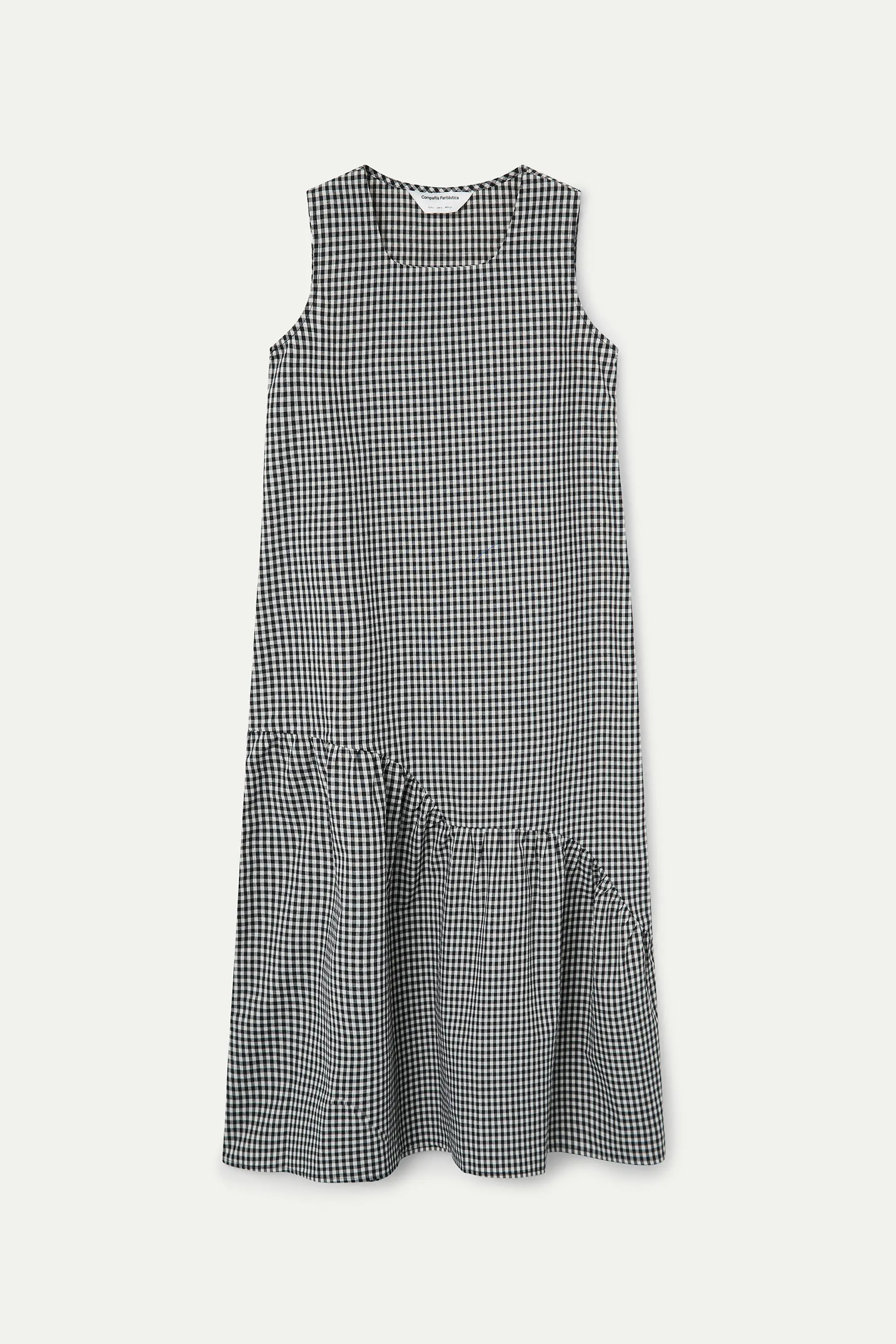 Vestido midi cuadros vichy negro - Image 2