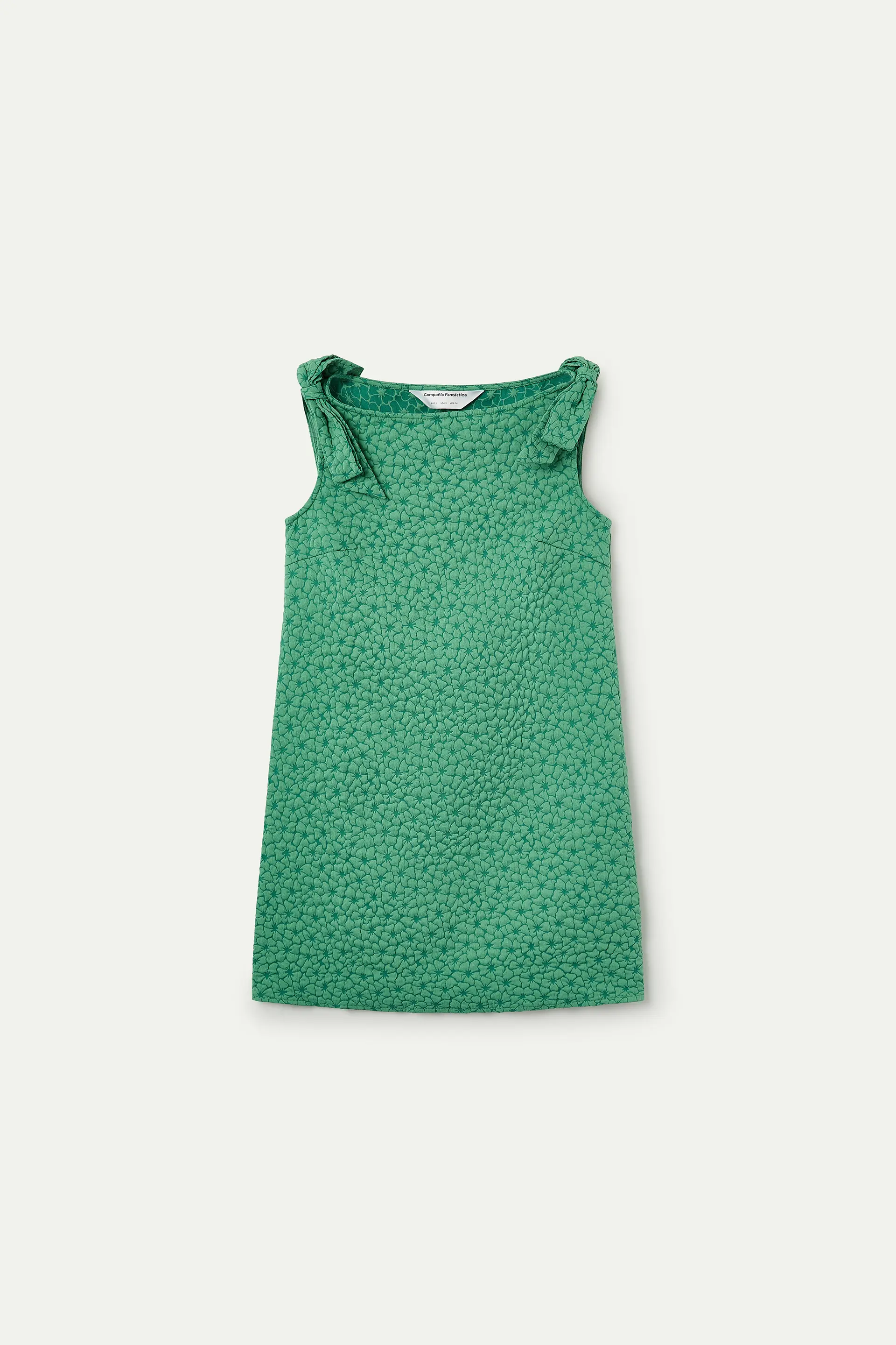Vestido verde corto con textura floral - Image 2